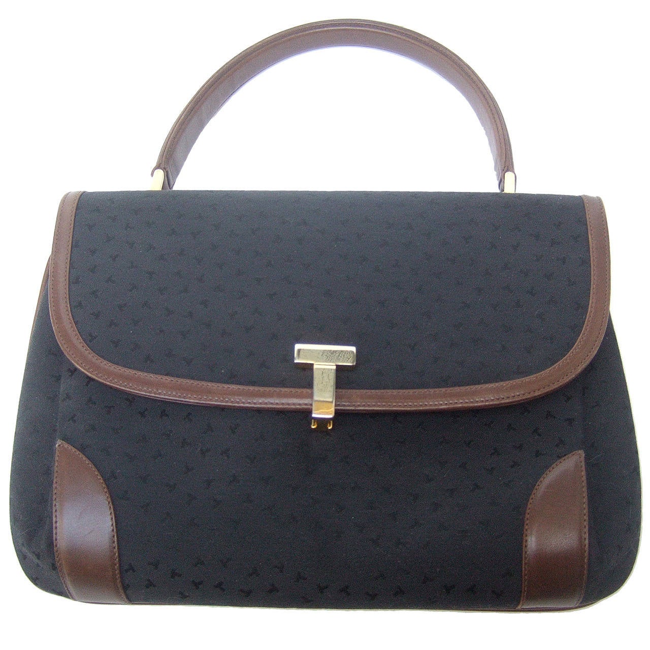 Tiffany & Company Black Canvas Handbag Made in Italy c 1980