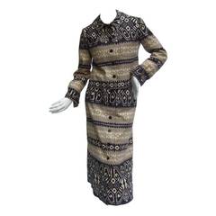 Lanvin Chic Cotton Print Skirt Suit c 1970 1