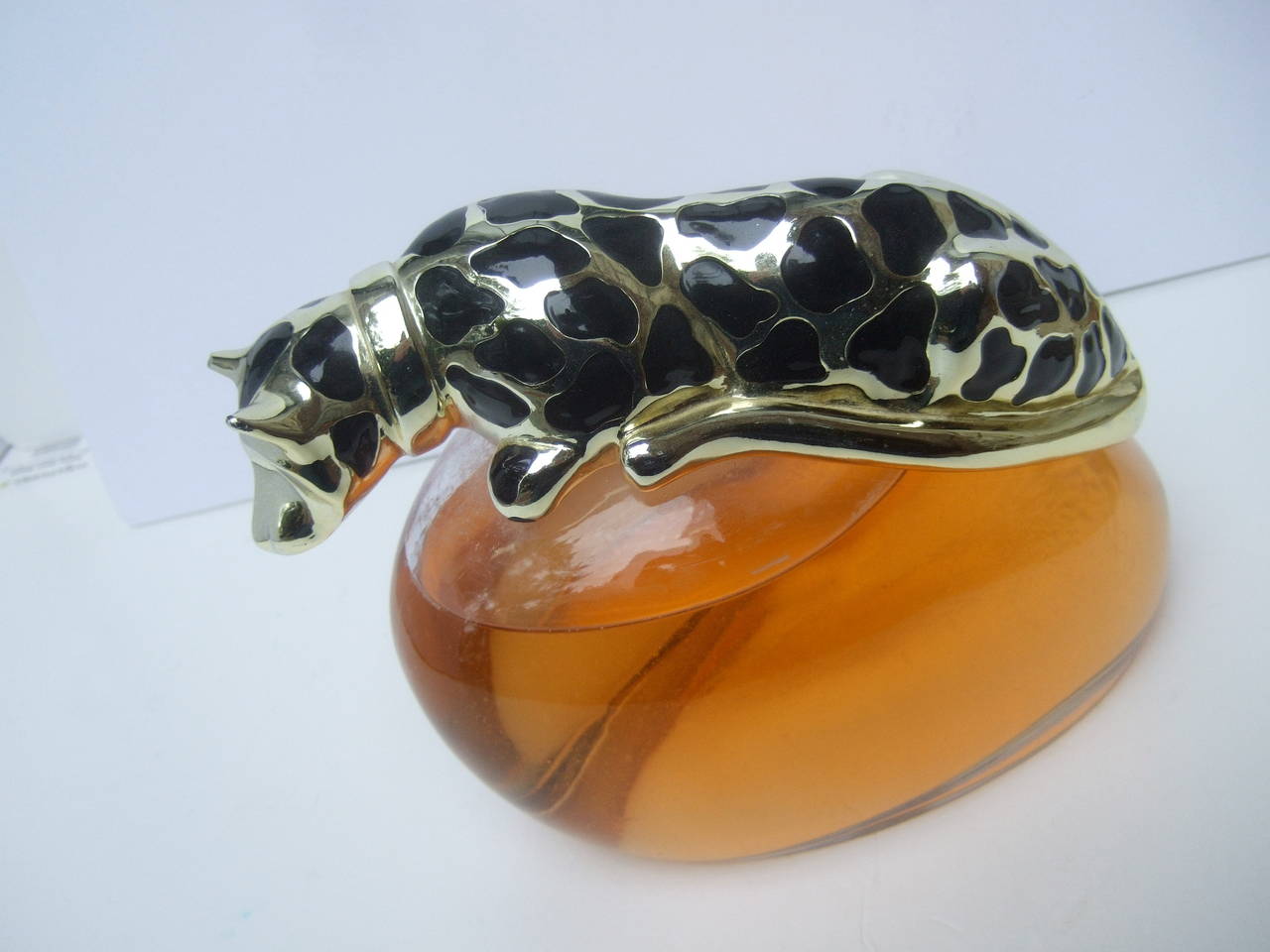 Opulent Large Factice Perfume Display Bottle with Panther Stopper In Excellent Condition In University City, MO