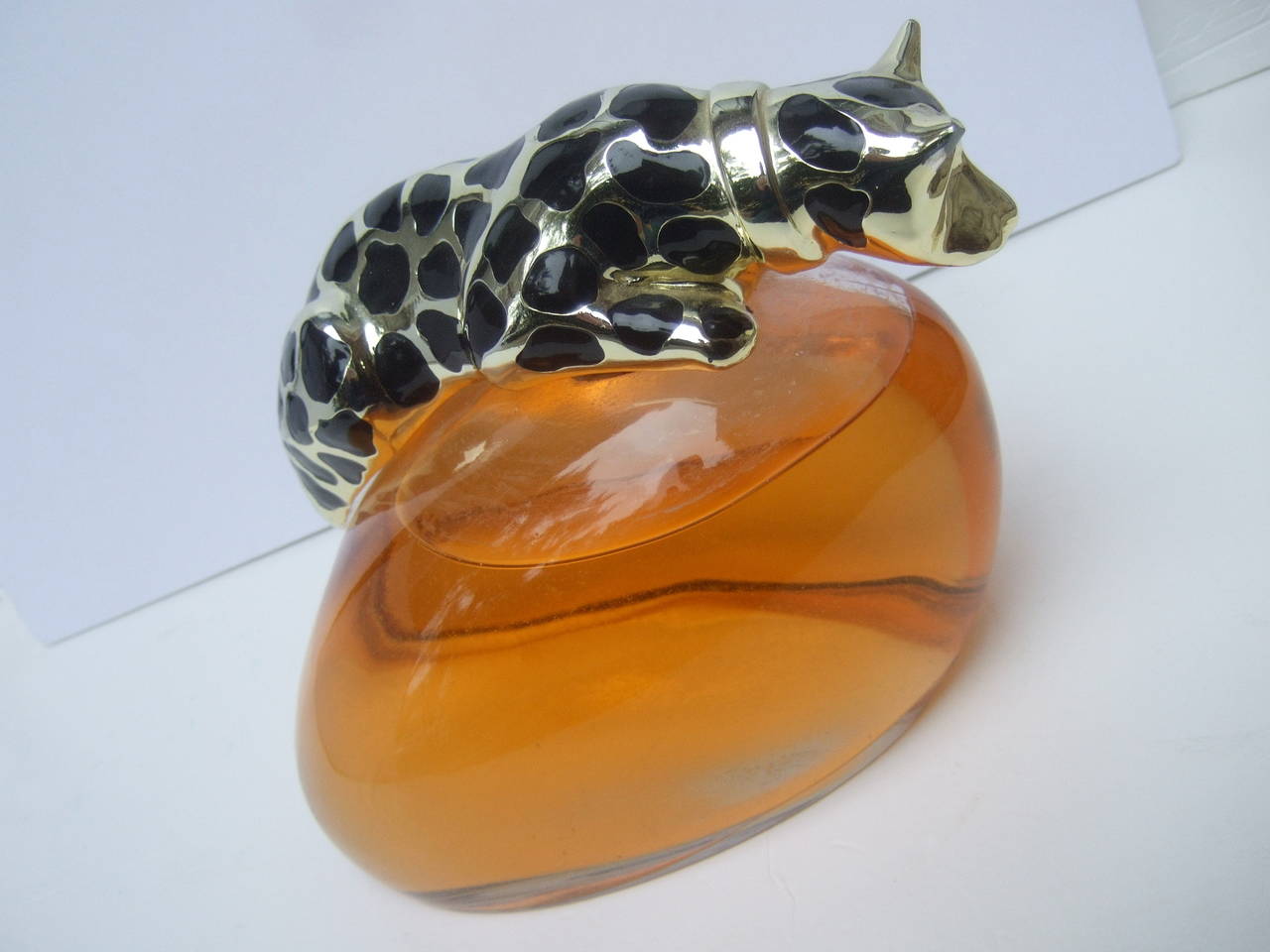 Women's Opulent Large Factice Perfume Display Bottle with Panther Stopper