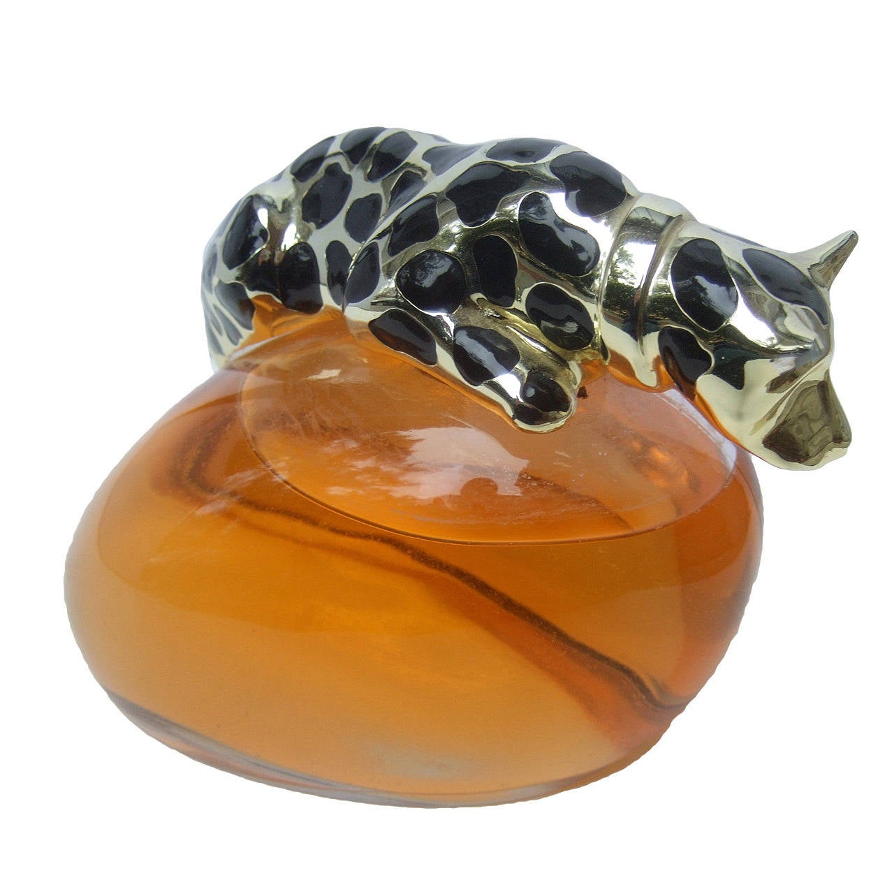Opulent Large Factice Perfume Display Bottle with Panther Stopper at 1stDibs
