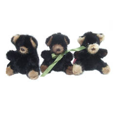 Trio of Charming Mink Fur Teddy Bears