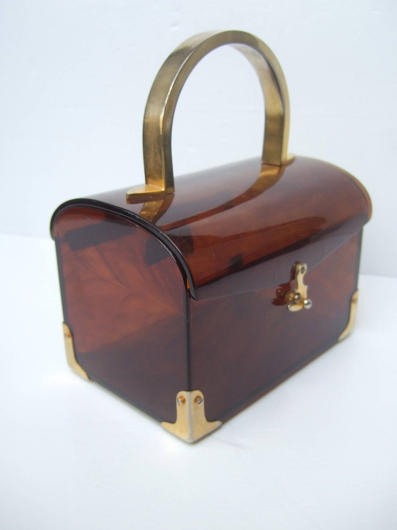 Stylish Lucite Tortoise Shell Handbag Made in Italy 2