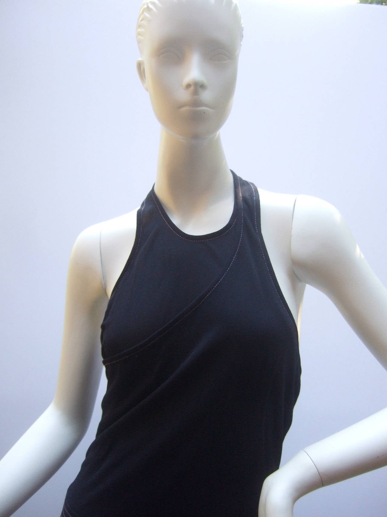 Chanel Sexy Midnight Blue Clingy Jersey Dress Size 38 2