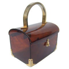 Stylish Lucite Tortoise Shell Handbag Made in Italy