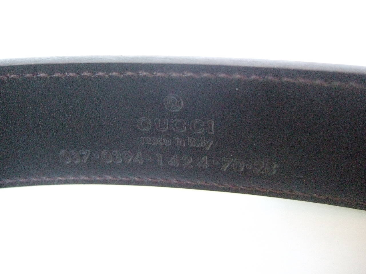 Black Gucci Gilt Metal Tiger Buckle Caramel Leather Belt Size 28