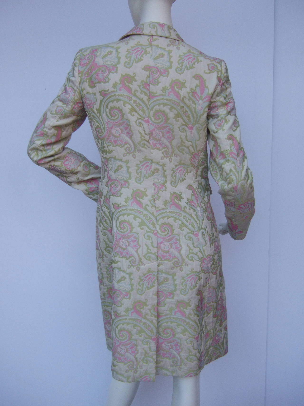 Women's Etro Milano Paisley Floral Pink & Green Coat Size 40