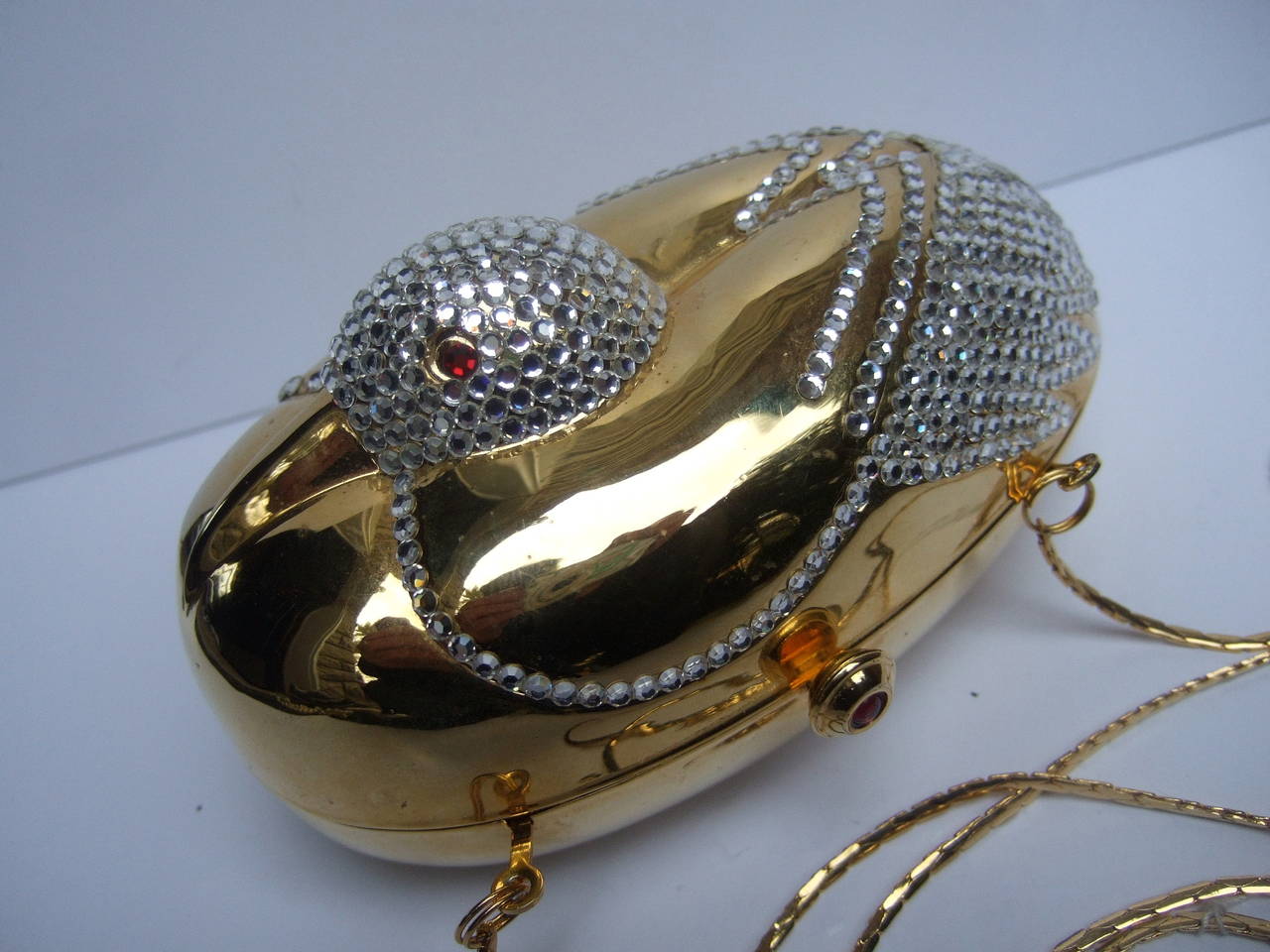 Opulent Jeweled Gilt Metal Bird Evening Bag 1