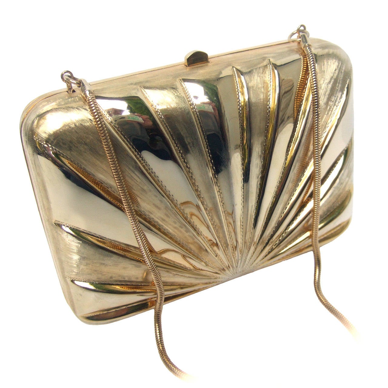 Reserved Saks Fifth Avenue Gilt Metal Evening Bag Made in Italy c 1980