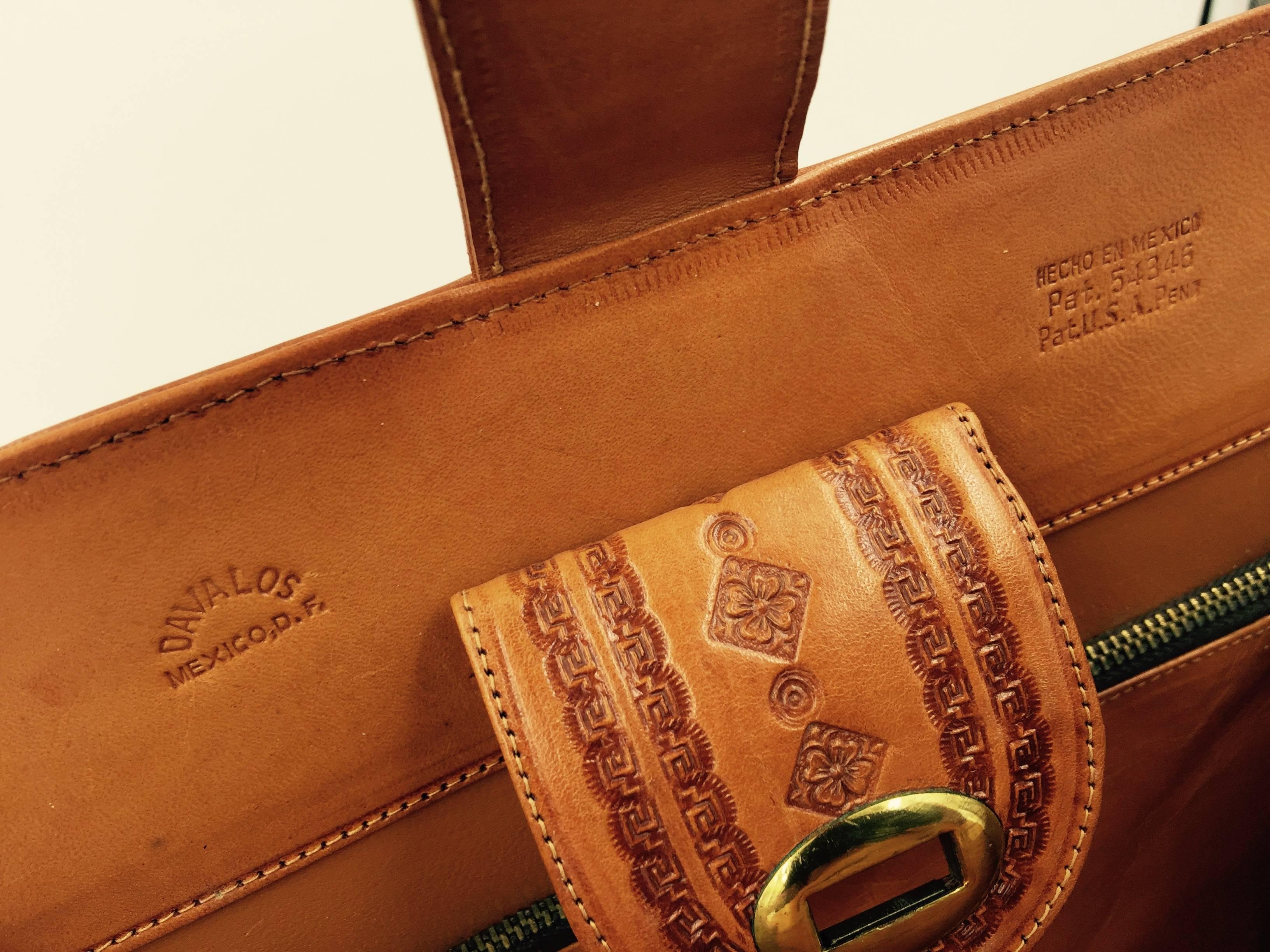 Rare 1950's Tooled Leather Mexican Narrative Handbag. 3-D Design. 2