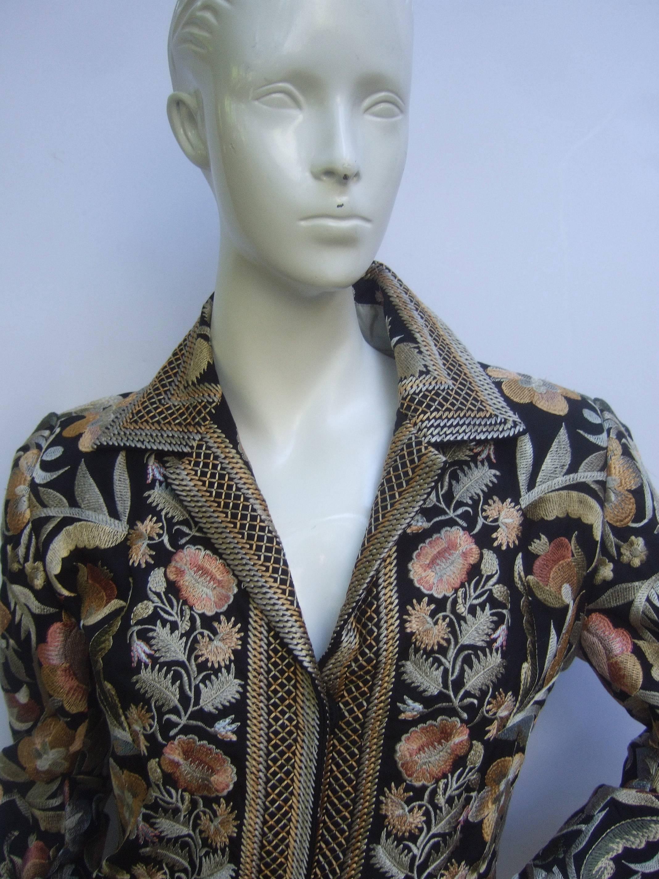 Extravagant Flower Embroidered Silk Evening Coat  3