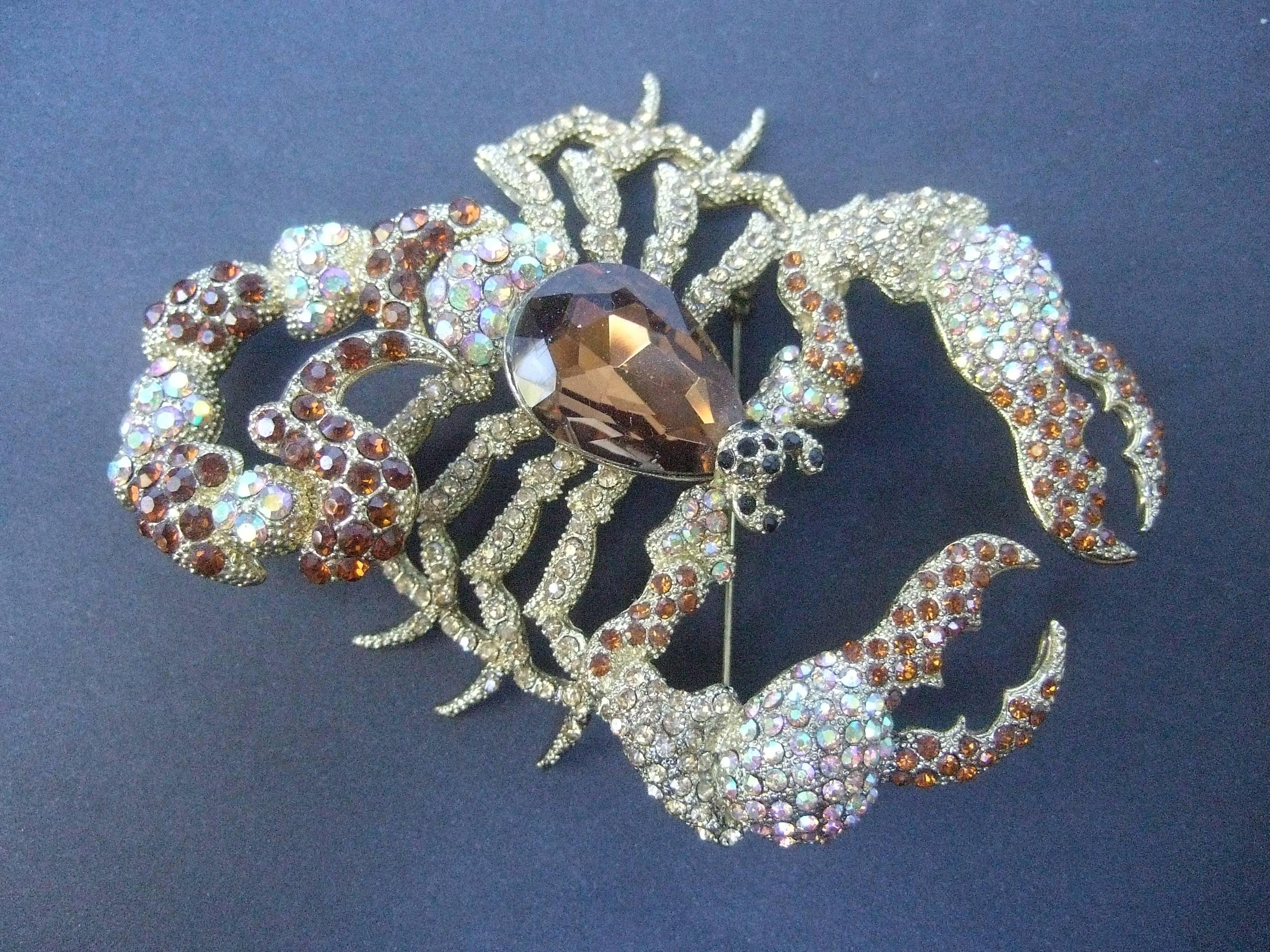Massive Glittering Crystal Scorpion Brooch In Excellent Condition In University City, MO