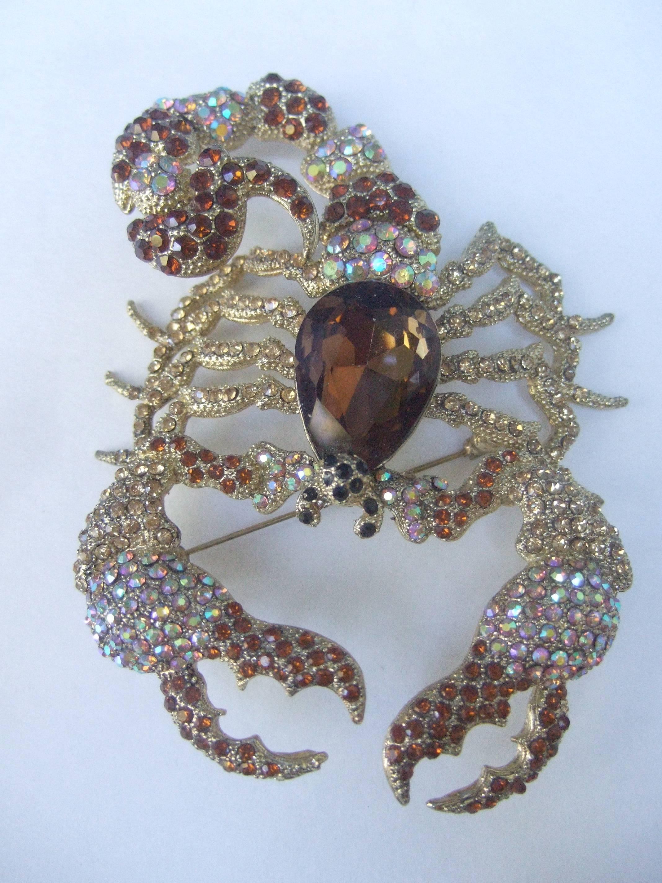 Women's Massive Glittering Crystal Scorpion Brooch