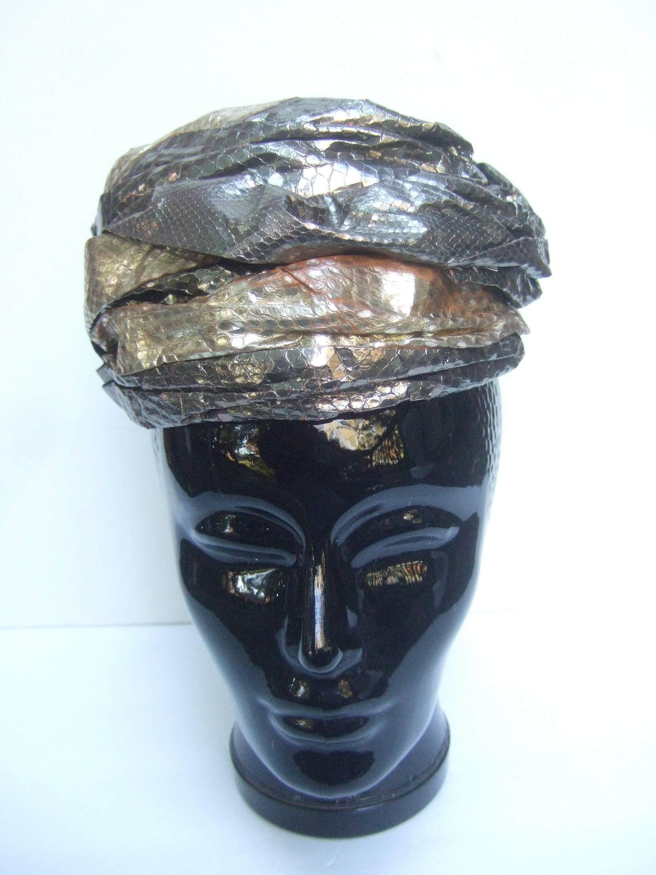 Avant Garde Metallic Snakeskin Turban c 1960 For Sale 2