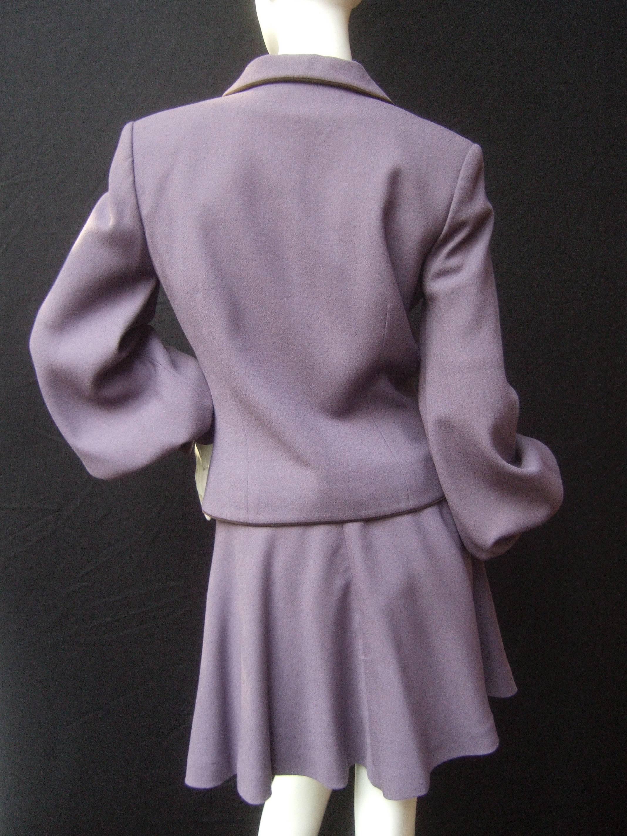 Women's Givenchy Couture Lavender Wool Skirt Suit c 1990