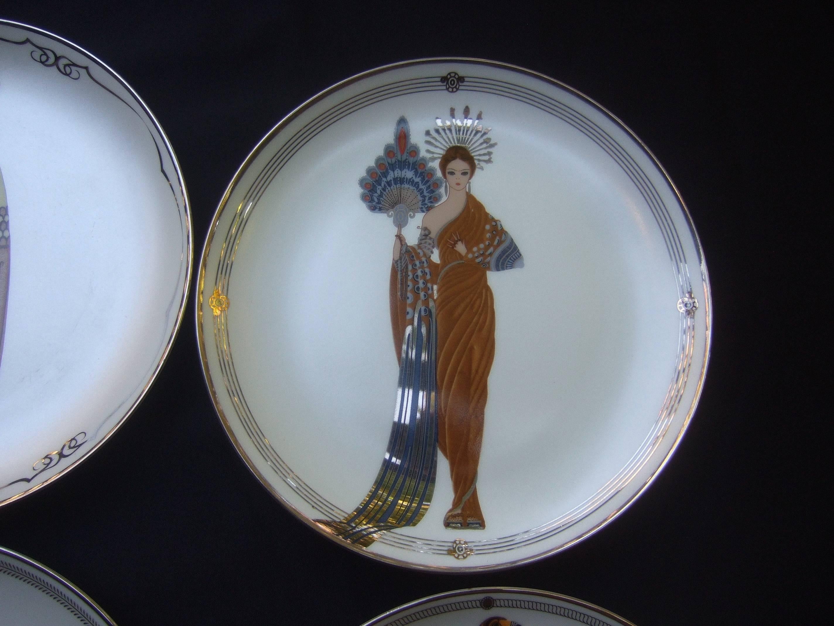 Erte Franklin Mint Set of Six Bone China Decorative Plates c 1980s 1