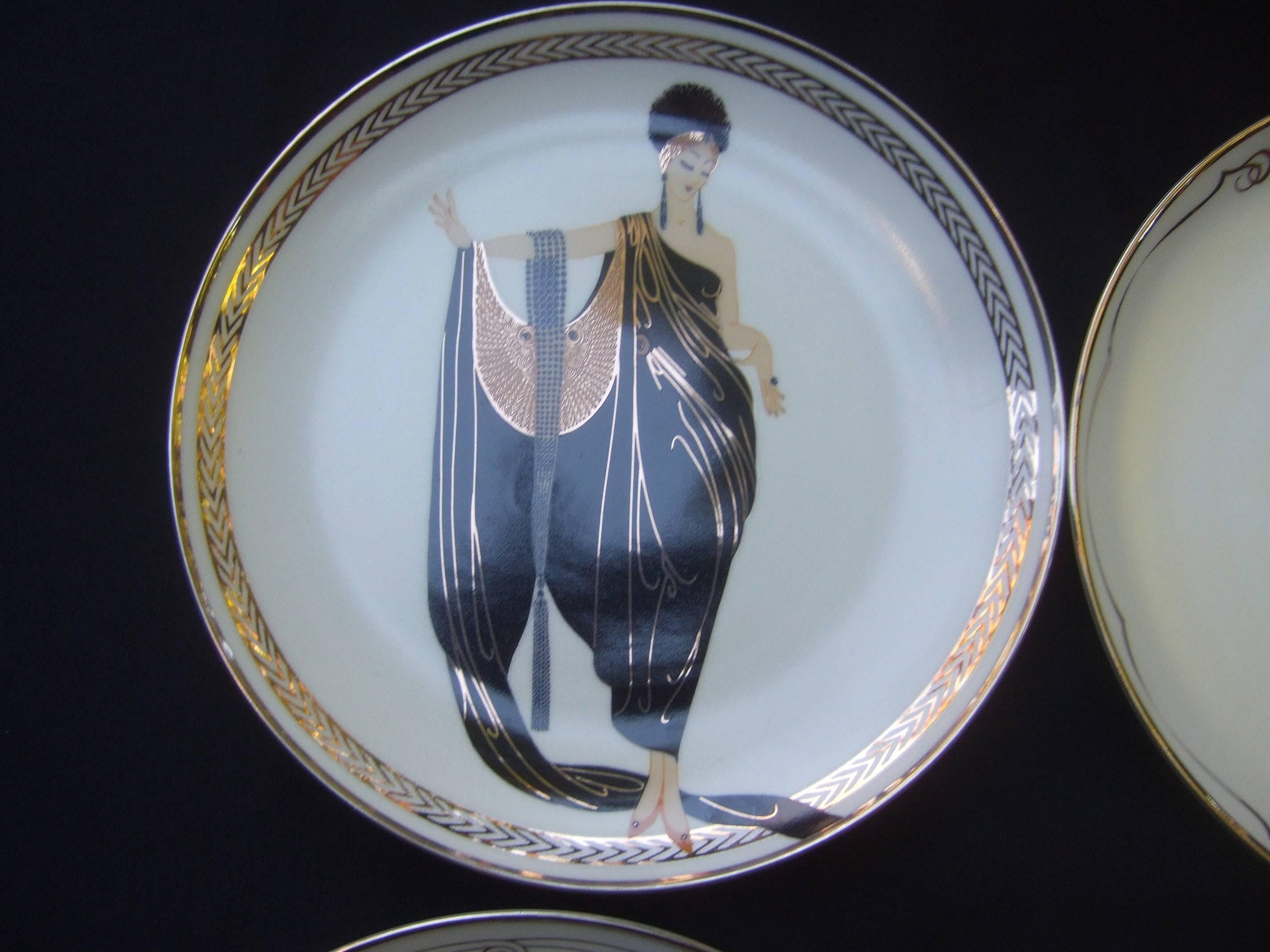 Women's Erte Franklin Mint Set of Six Bone China Decorative Plates c 1980s