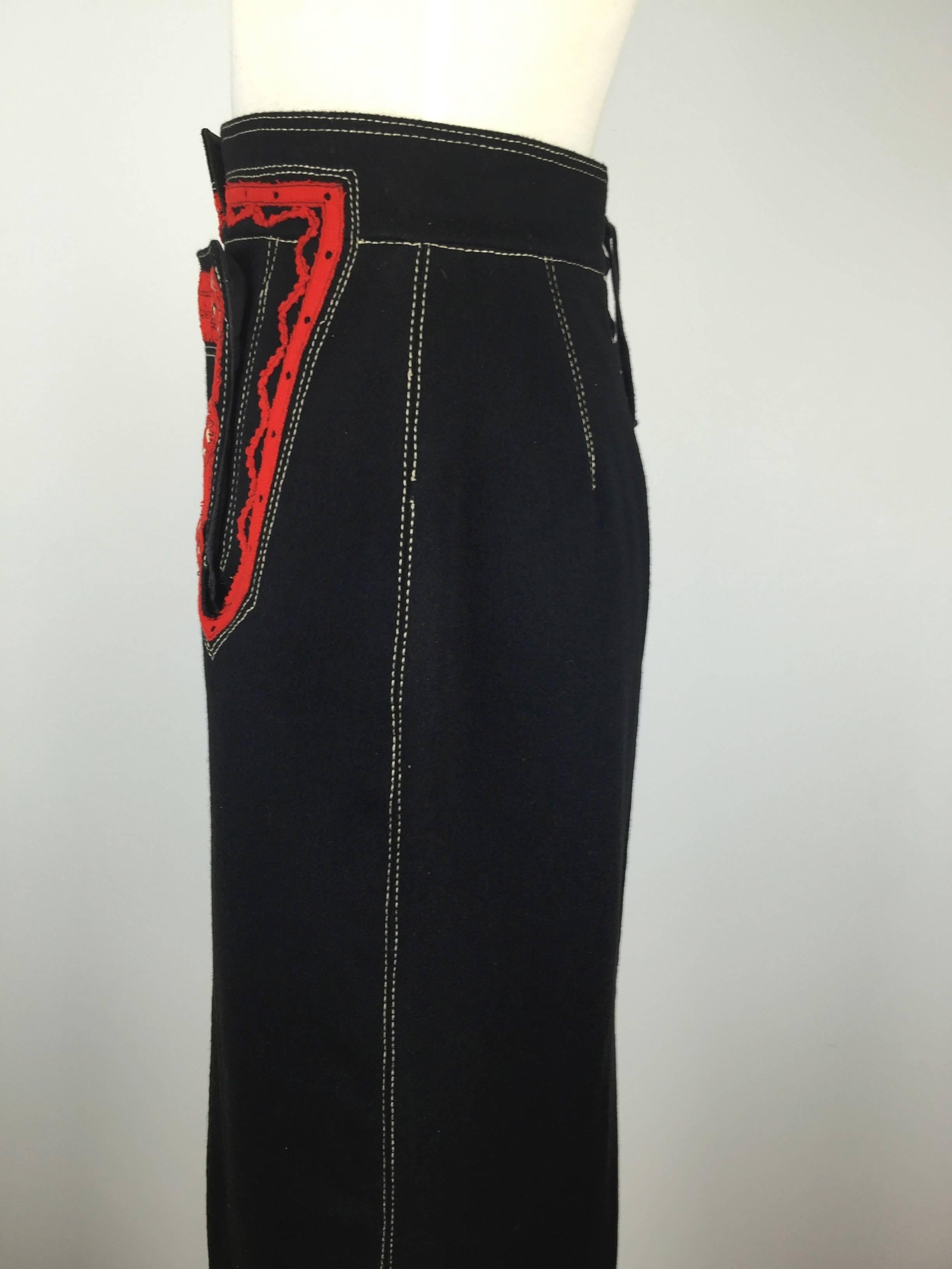  Jean Paul Gaultier Black Wool Folkloric Long Skirt. 4