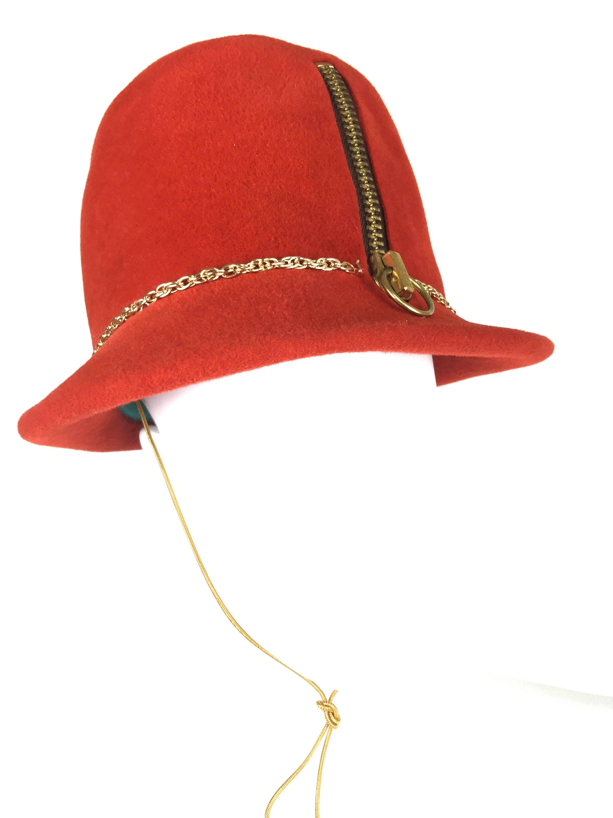 Museum Quality Yves Saint Laurent Zipper Fedora.  Mod. Early 1960's. In Excellent Condition In University City, MO