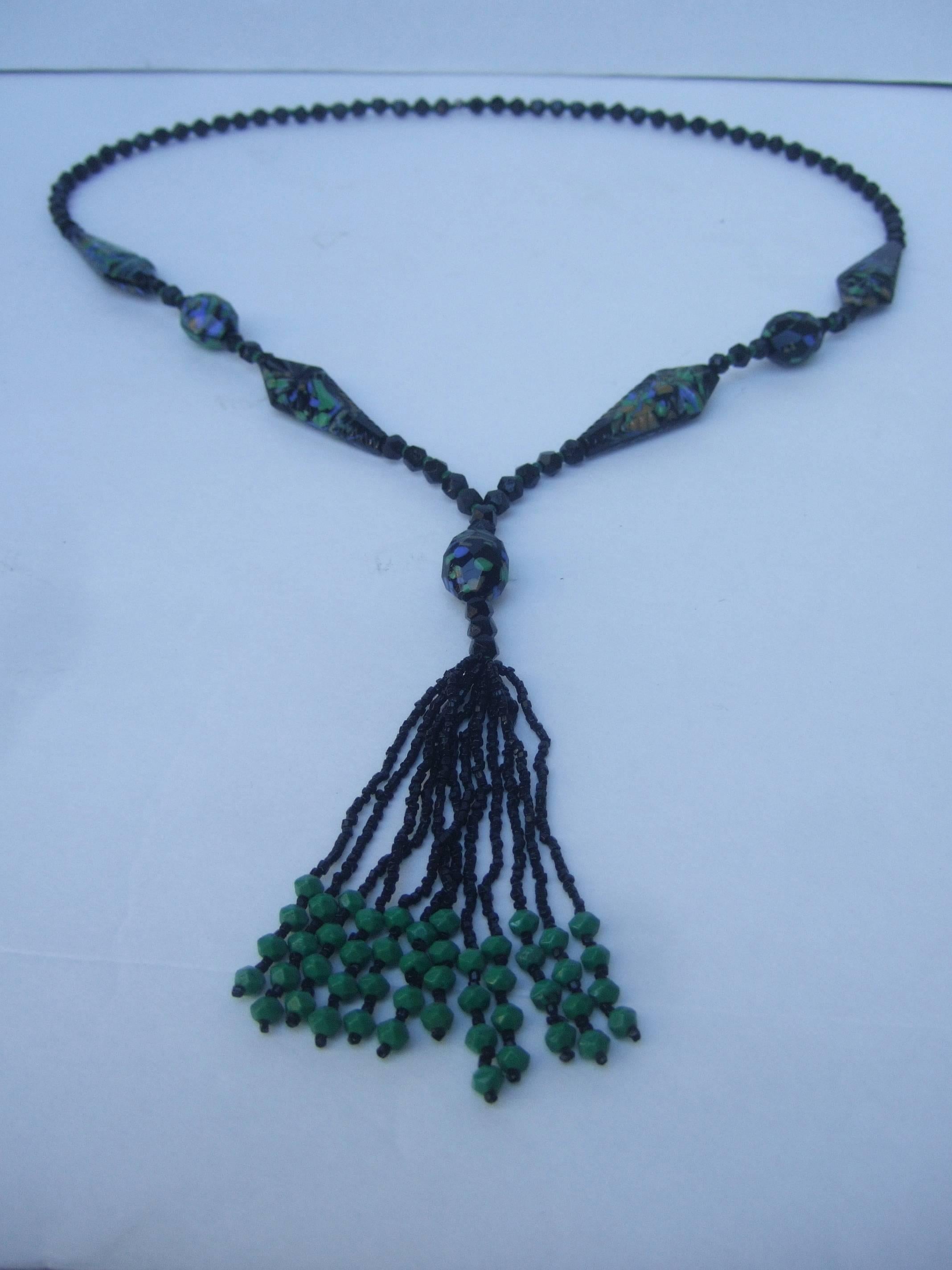 Art Deco Glass Beaded Sautoir Necklace c 1930s 6