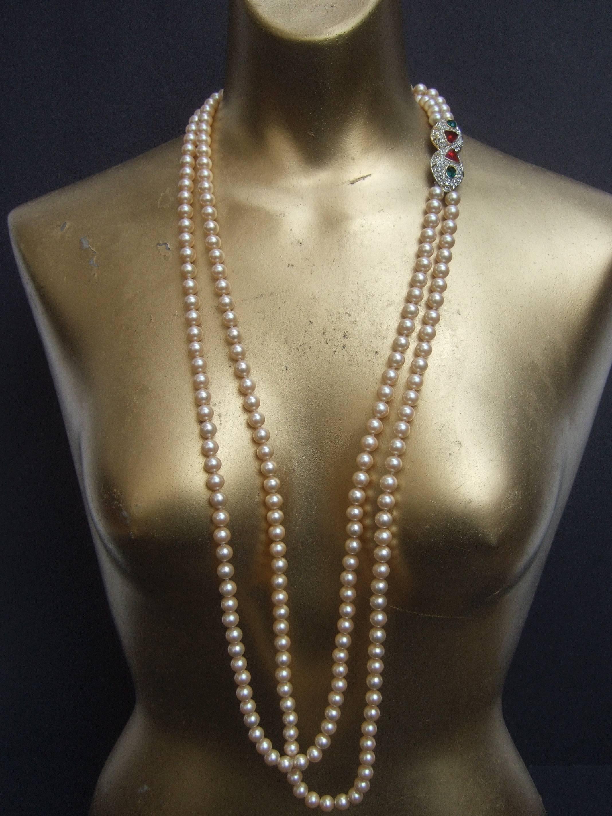 Opulent Opera Length Glass Pearls by Les Bernard  2