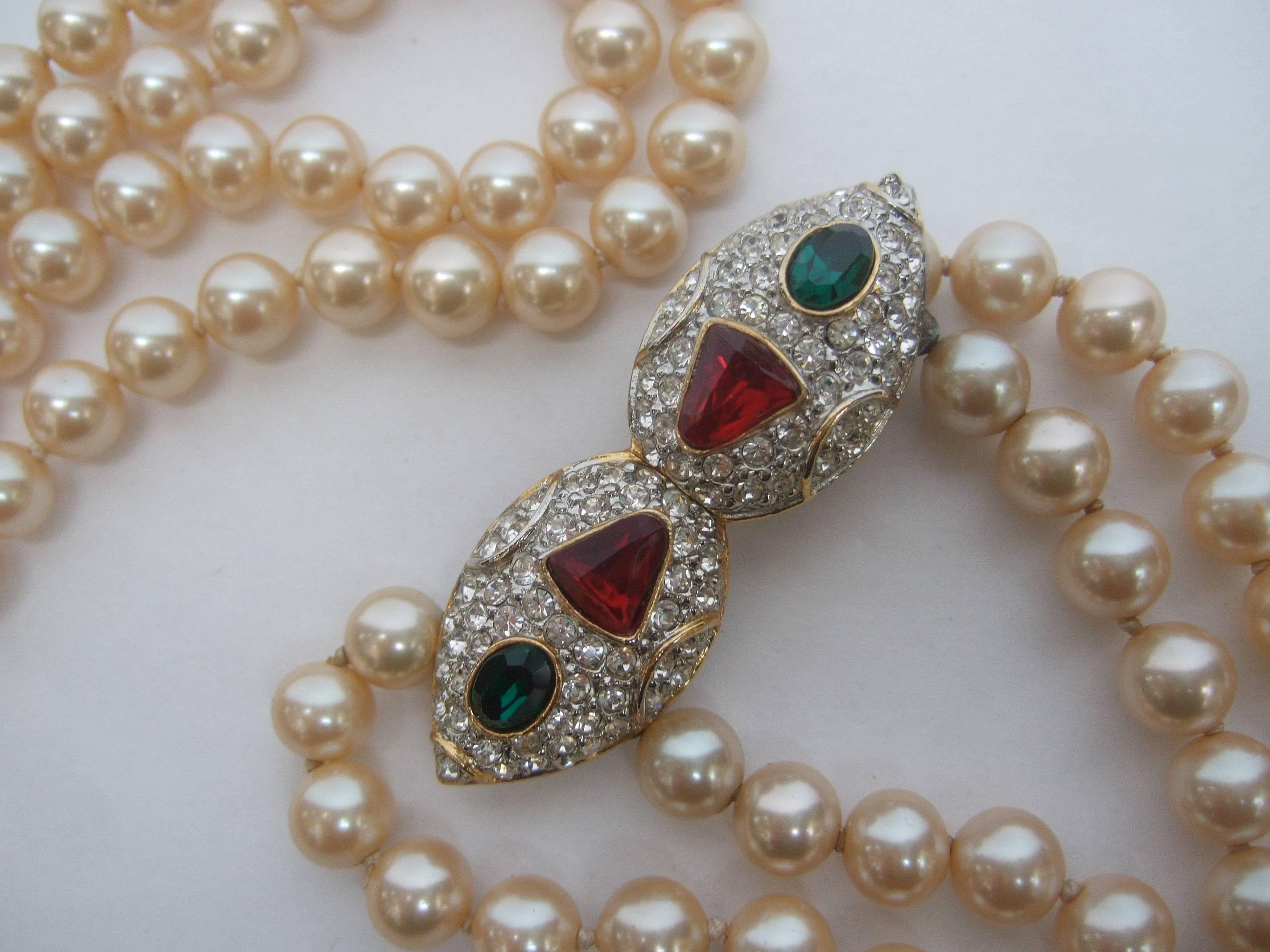 Opulent Opera Length Glass Pearls by Les Bernard  1