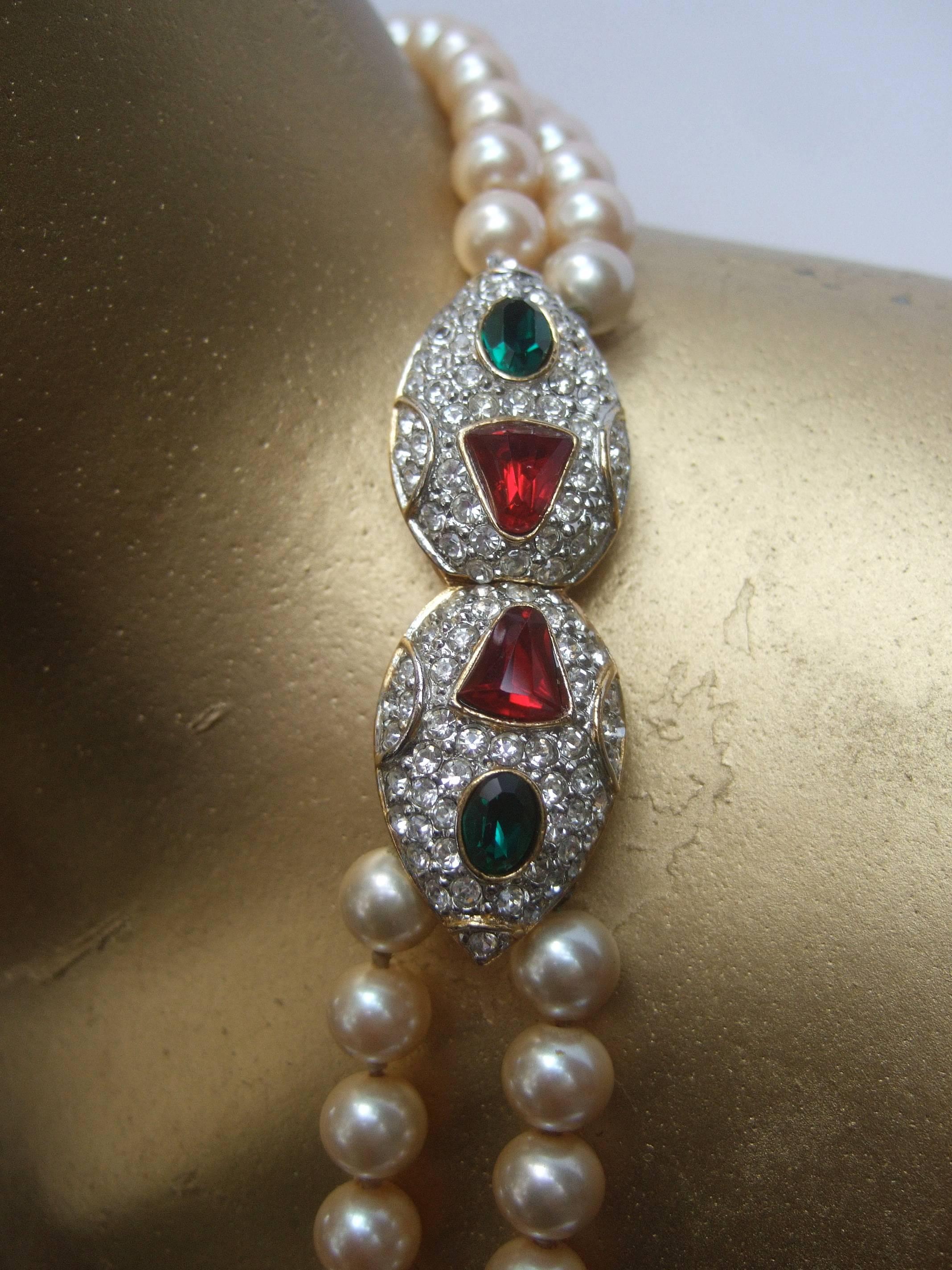 Opulent Opera Length Glass Pearls by Les Bernard  3