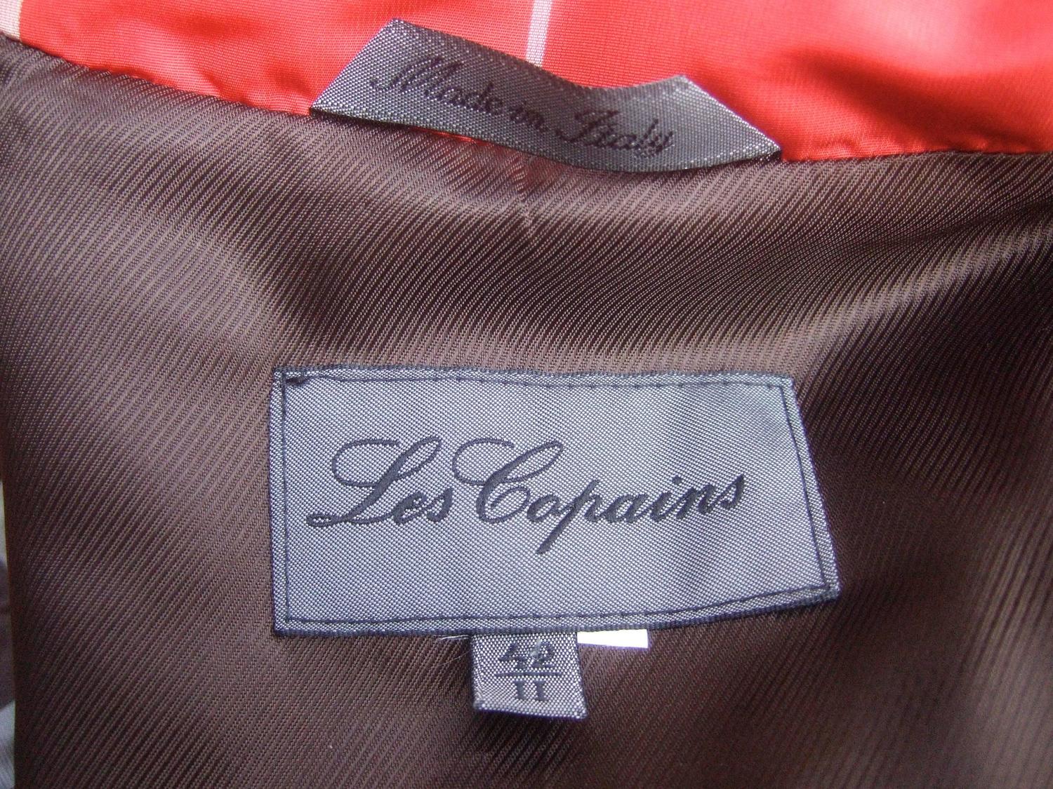 Les Copains Plaid Belted Trench Coat Made in Italy Size 42 at 1stdibs