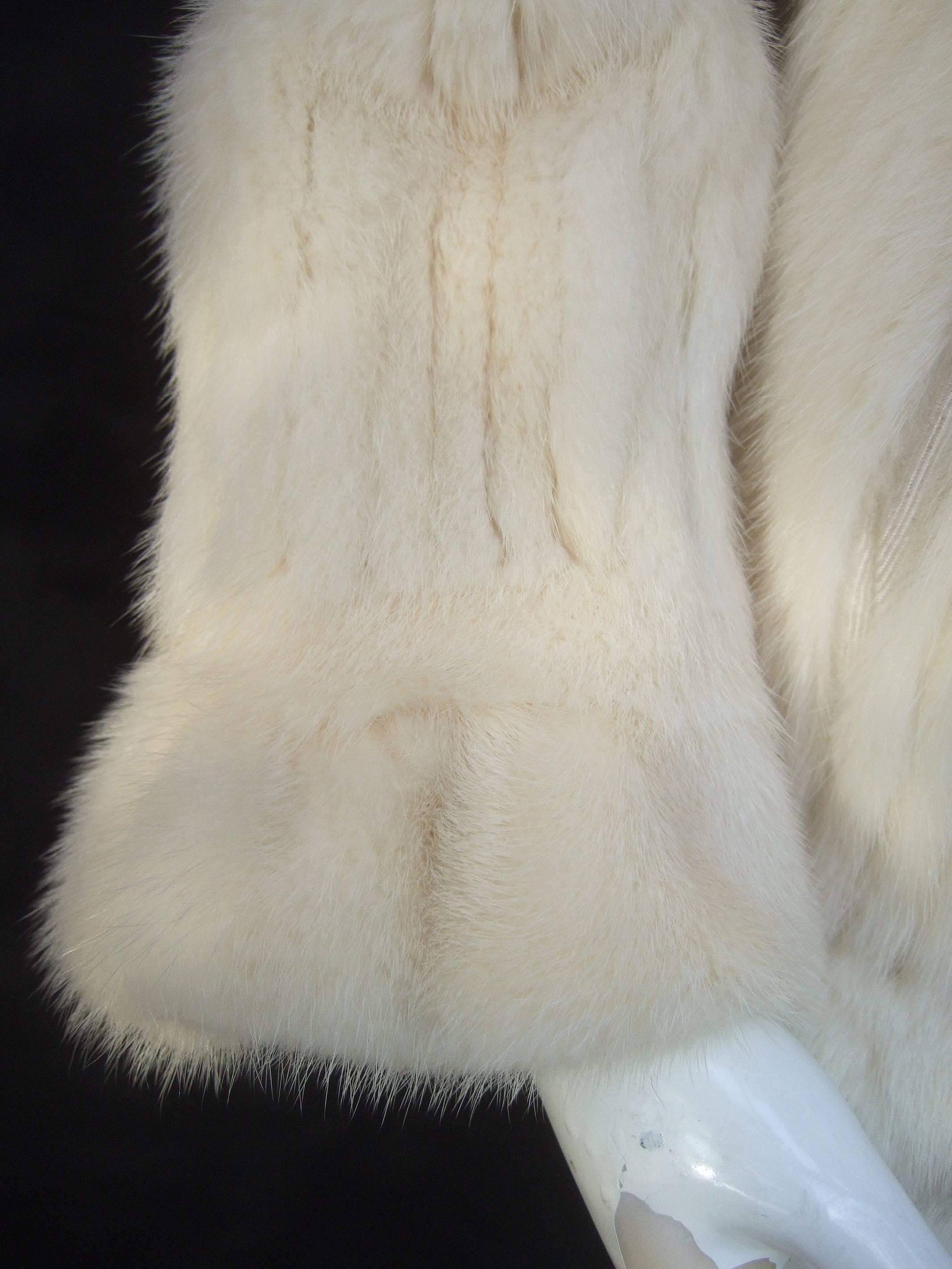 Luxurious Ribbed Pearl Mink Fur Jacket c 1980 2