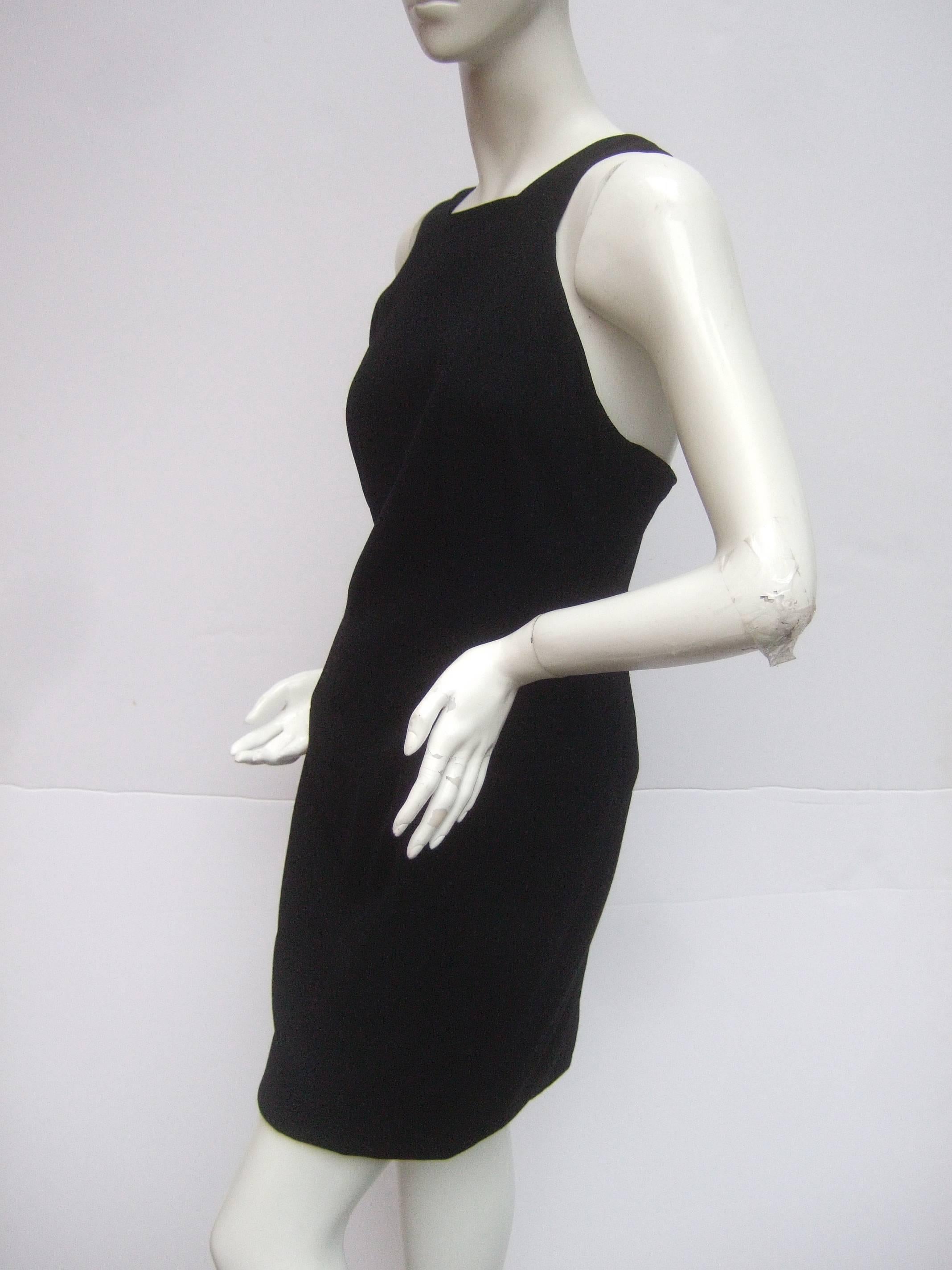 Women's Chanel Boutique Chic Black Wool Cocktail Dress Size 42