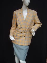 Hermes Paris Plaid Wool Skirt Suit Size 38/40 c 1980
