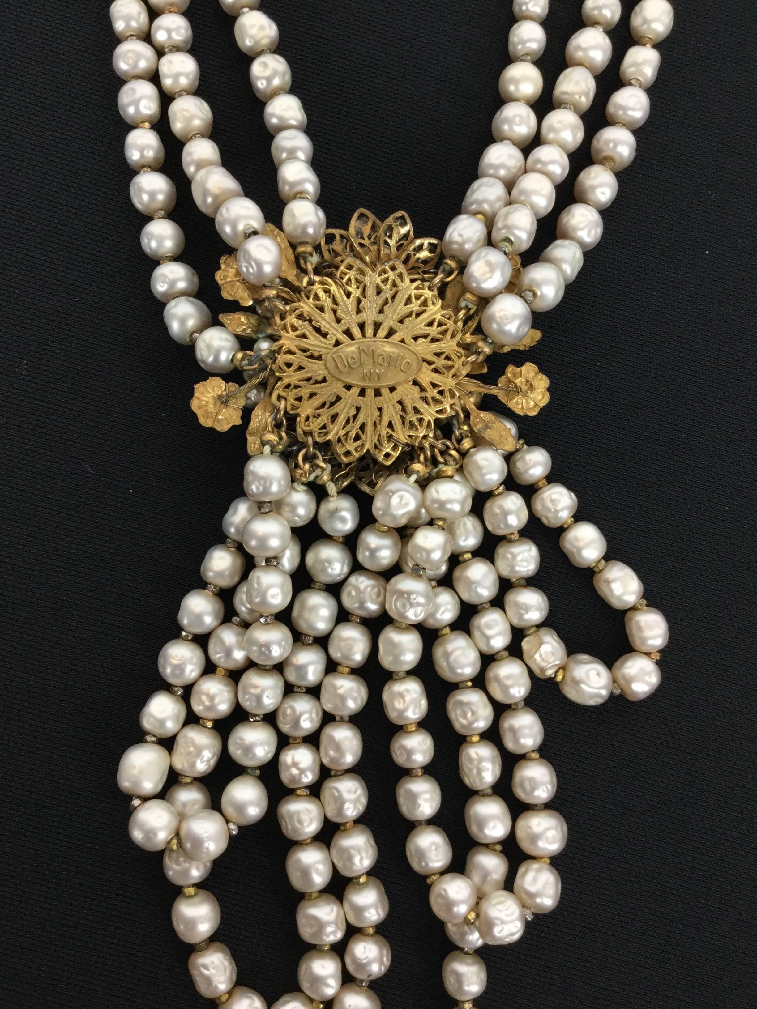 Dramatic Faux Pearl Necklace By Robert Demario. 1950's. 2