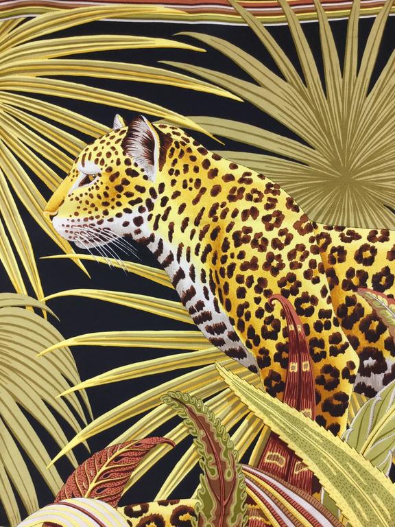 Spectacular Jungle Themed Vintage Silk Scarf By Ferragamo. at 1stDibs
