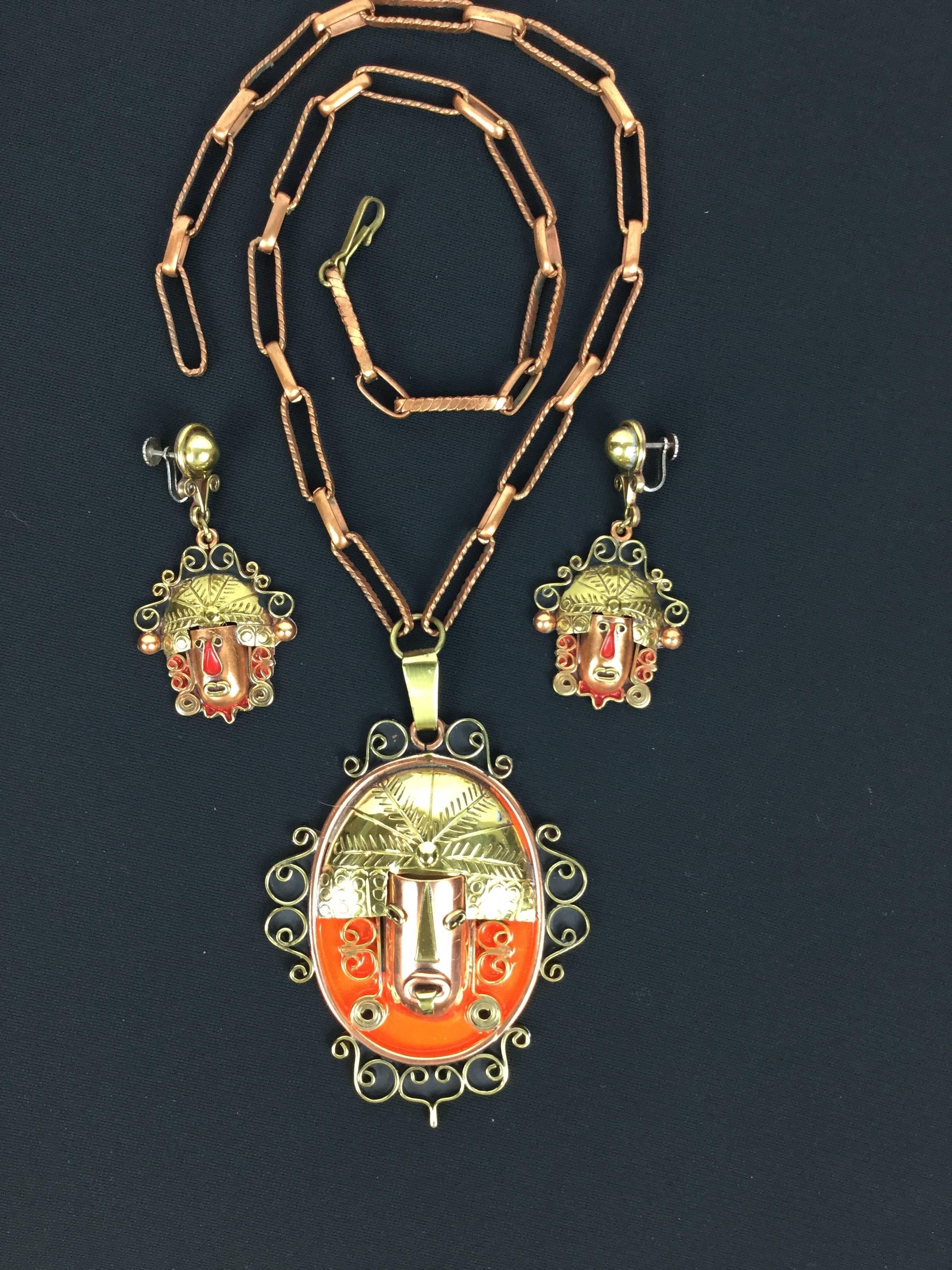 Amazing Tribal Mixed Metals Mexican Set. 1950's. For Sale 5