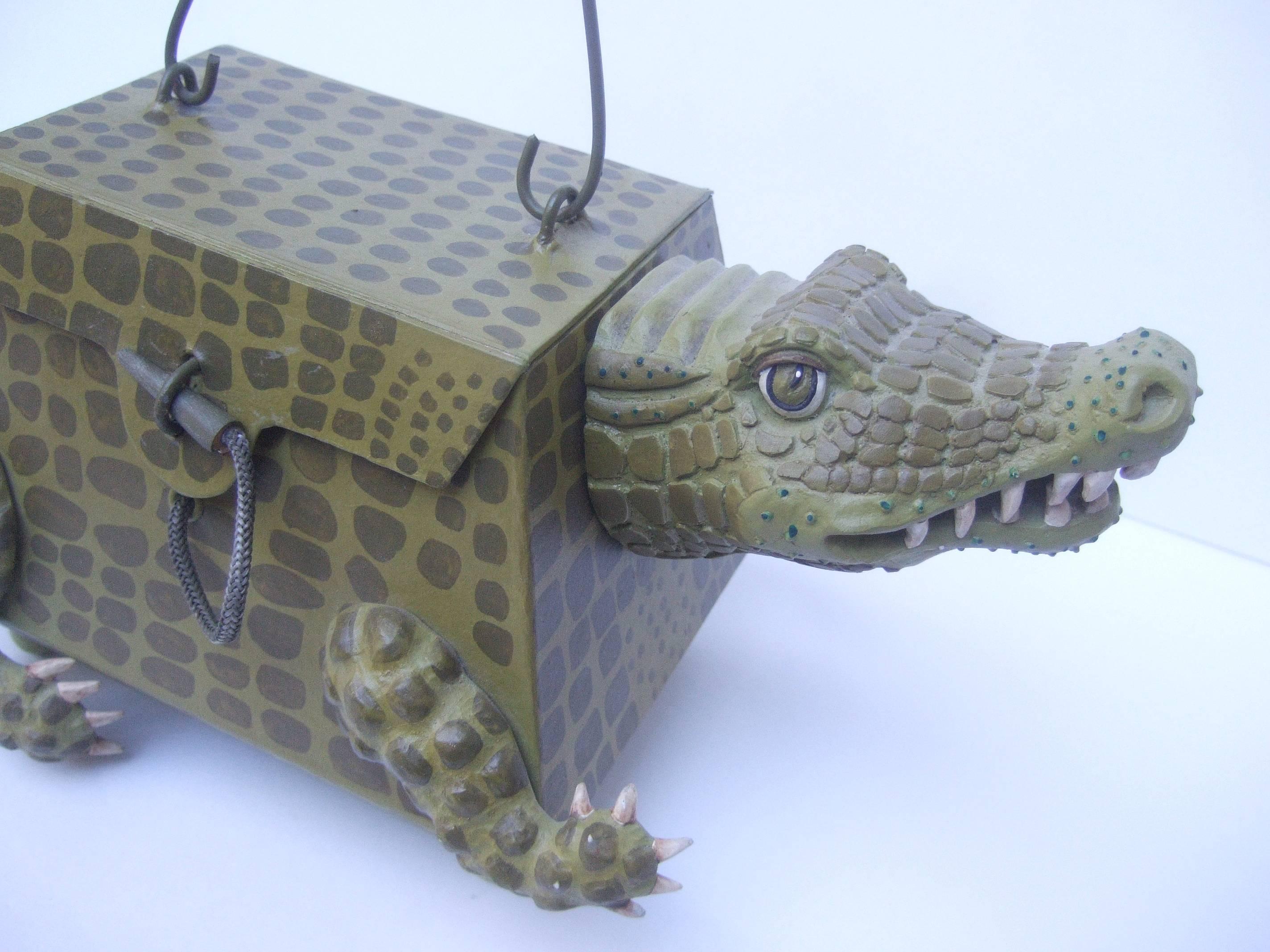 Gray Whimsical Composition Alligator Handbag 
