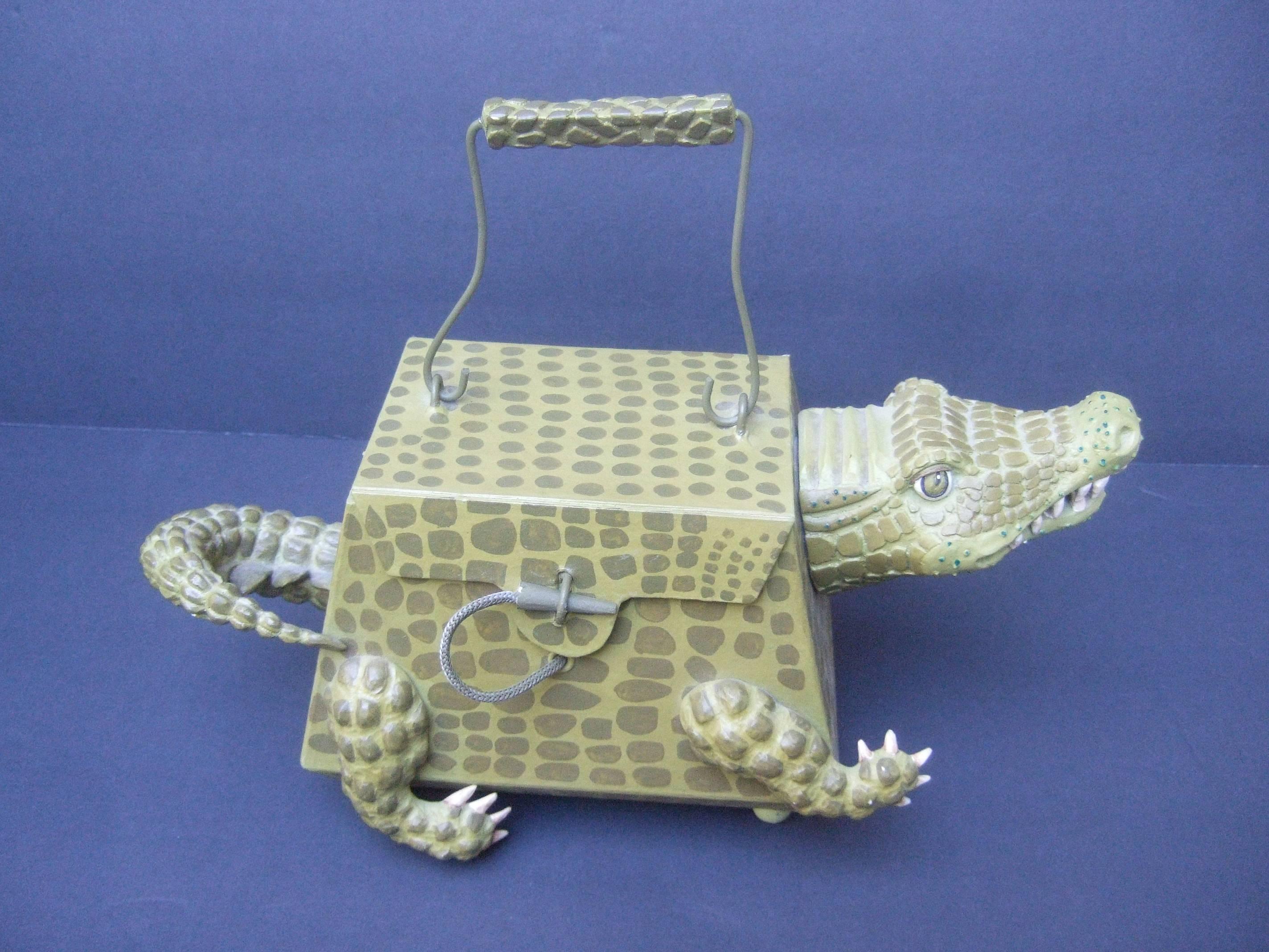 Whimsical Composition Alligator Handbag  1