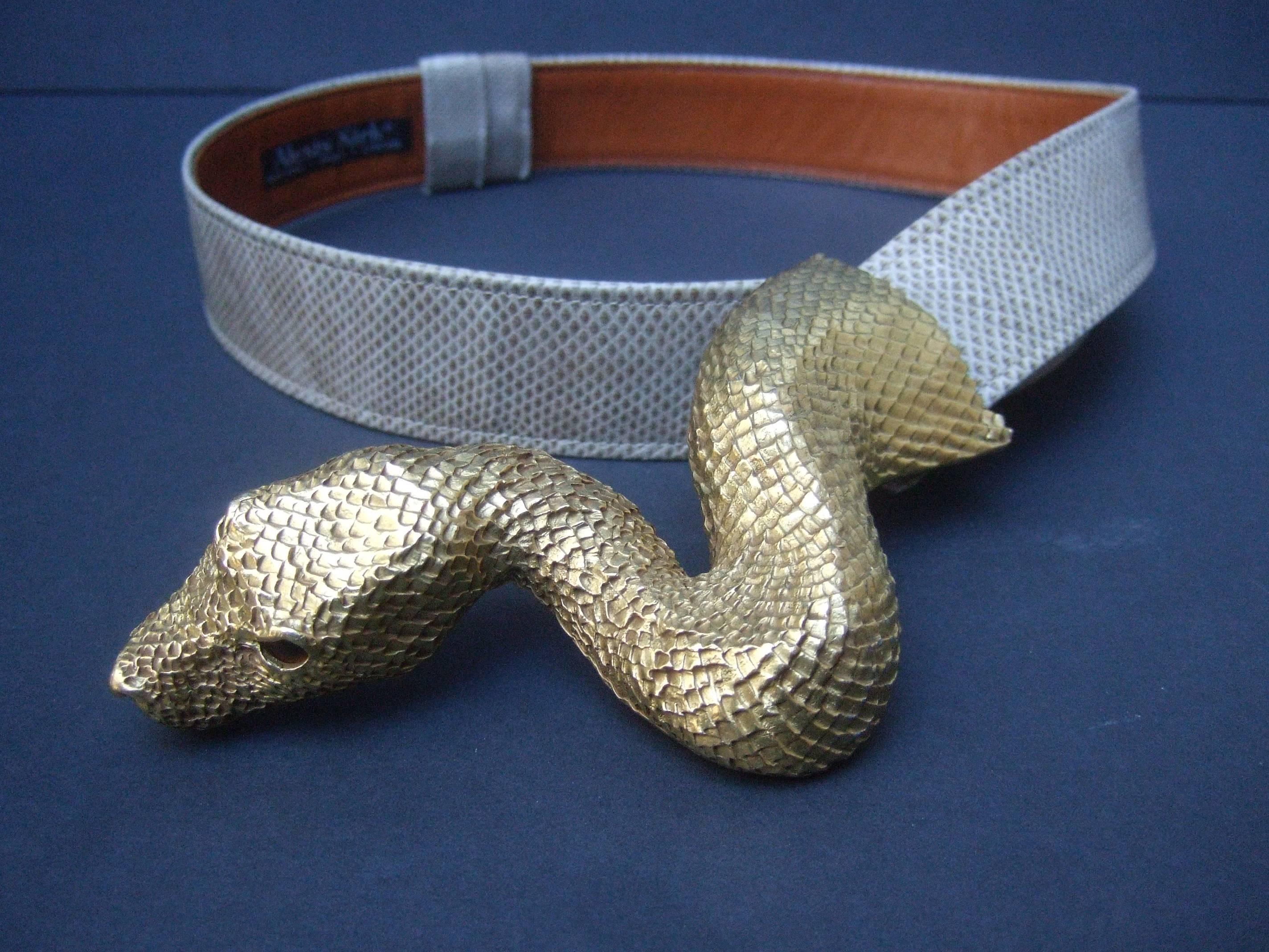 Women's Christopher Ross Exotic Massive Serpent Belt Buckle c 1980