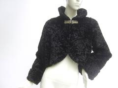1950s Black Plush Mohair Pile Cropped Jacket