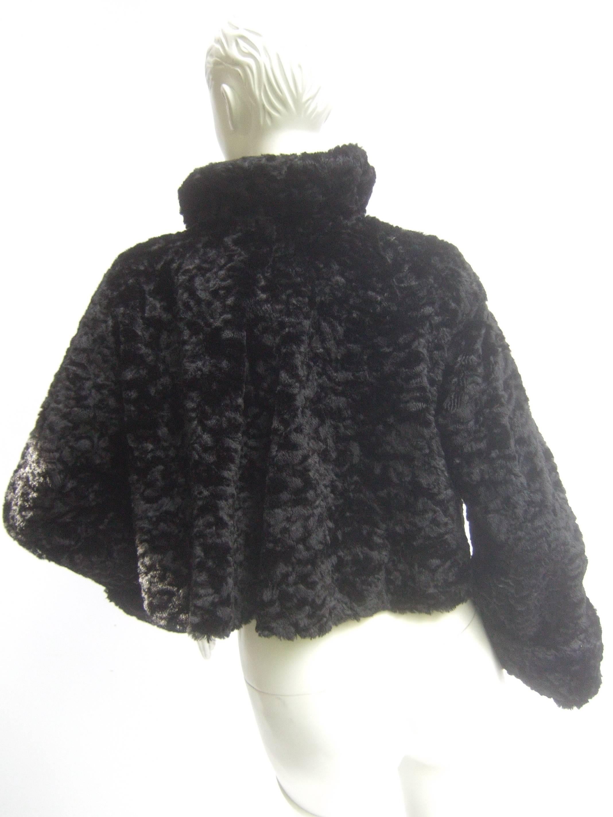 1950s Black Plush Mohair Pile Cropped Jacket 3
