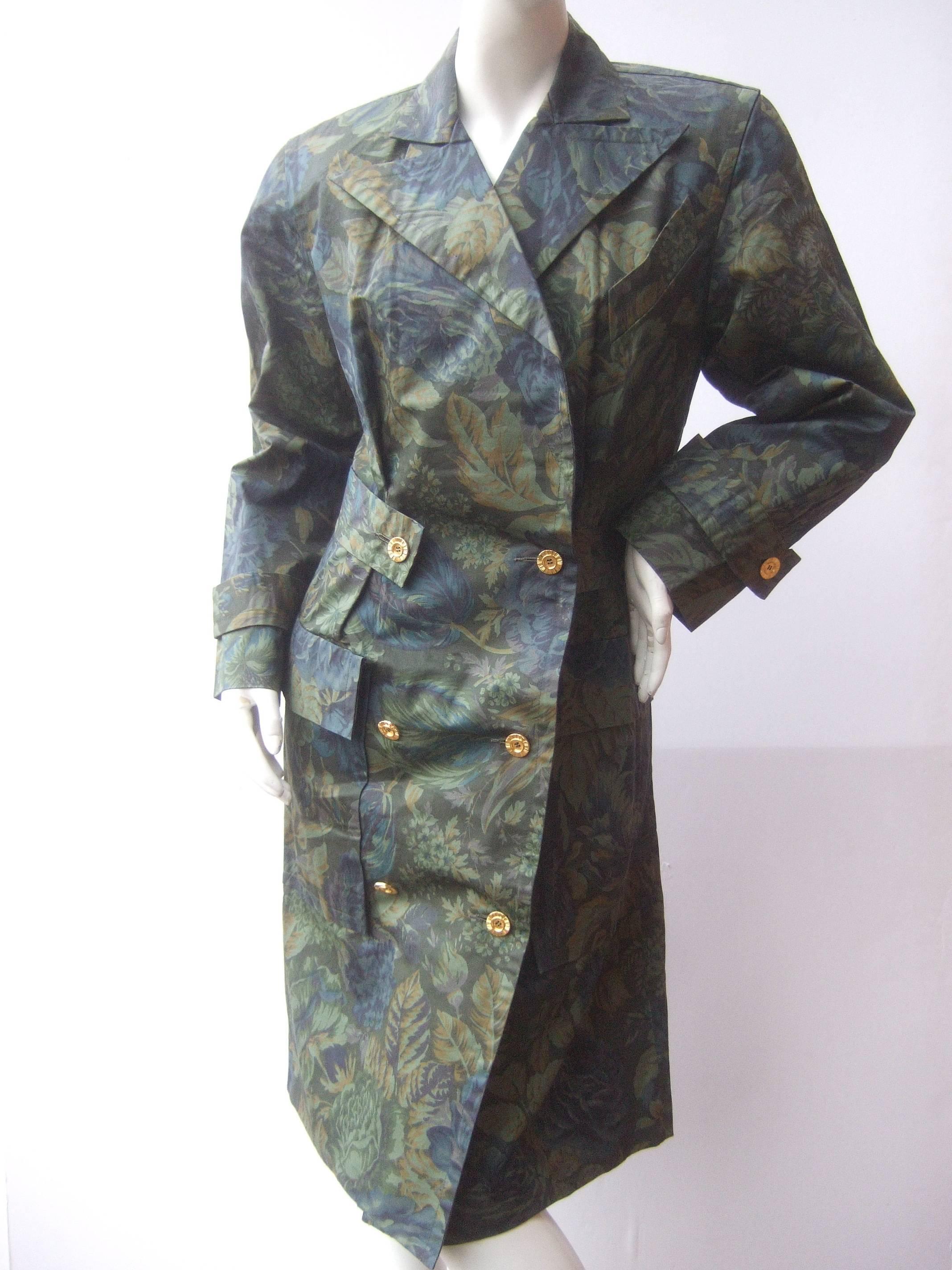 Trench-coat Balenciaga Paris à fleurs en coton poli, taille 40 Pour femmes en vente