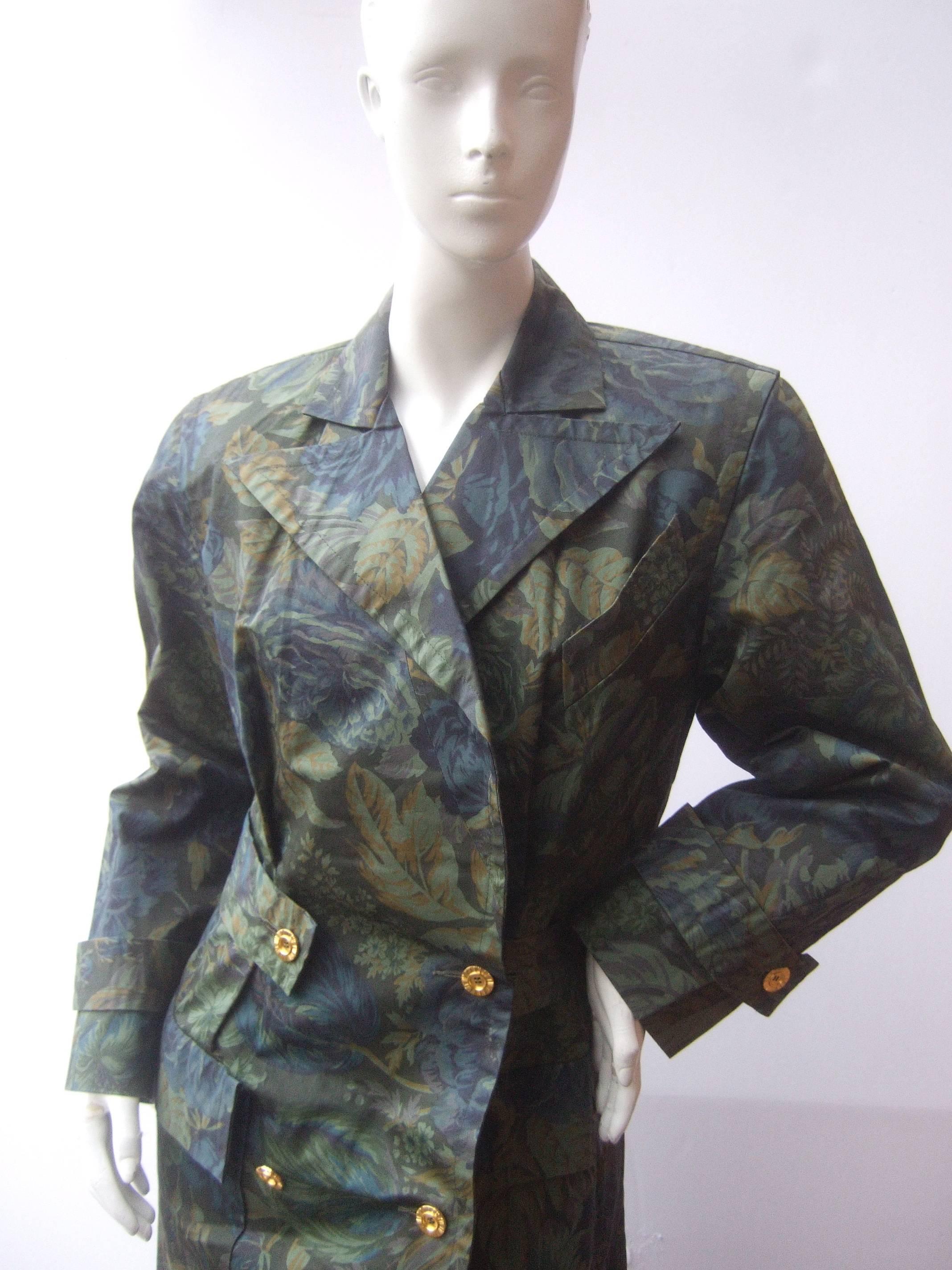 Trench-coat Balenciaga Paris à fleurs en coton poli, taille 40 en vente 1