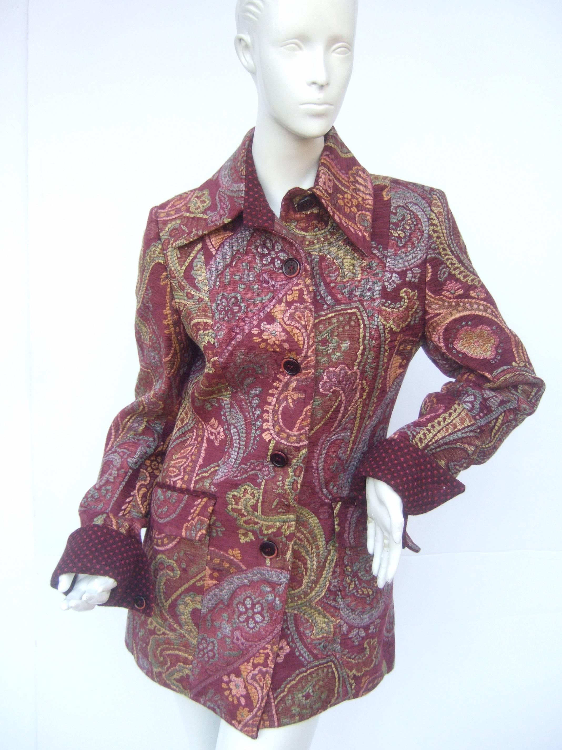 Gris Etro - Veste en tapisserie à motif cachemire bourgogne, taille 44 en vente