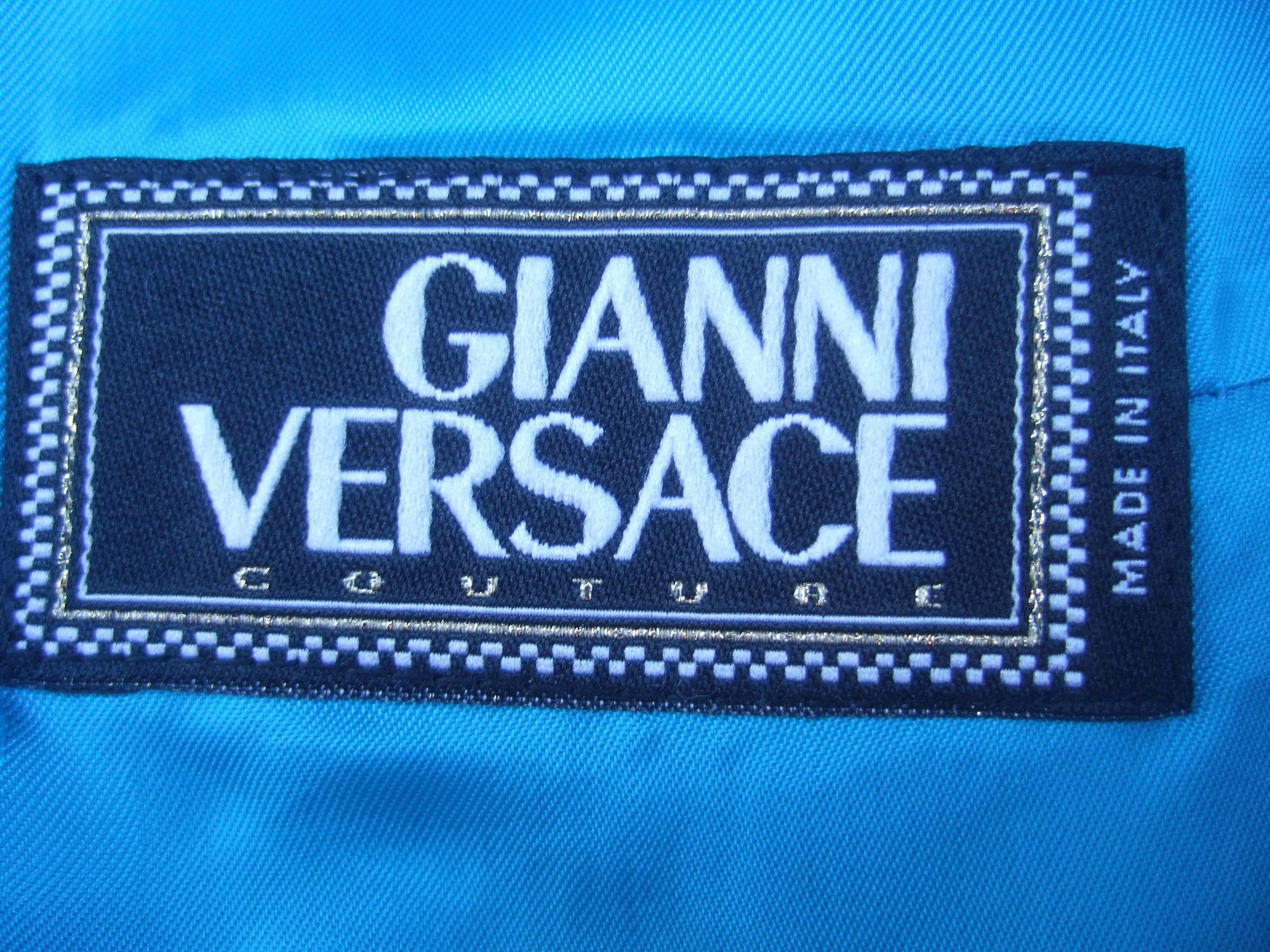 Blue Versace Couture Turquoise Silk Shangtung Jacket