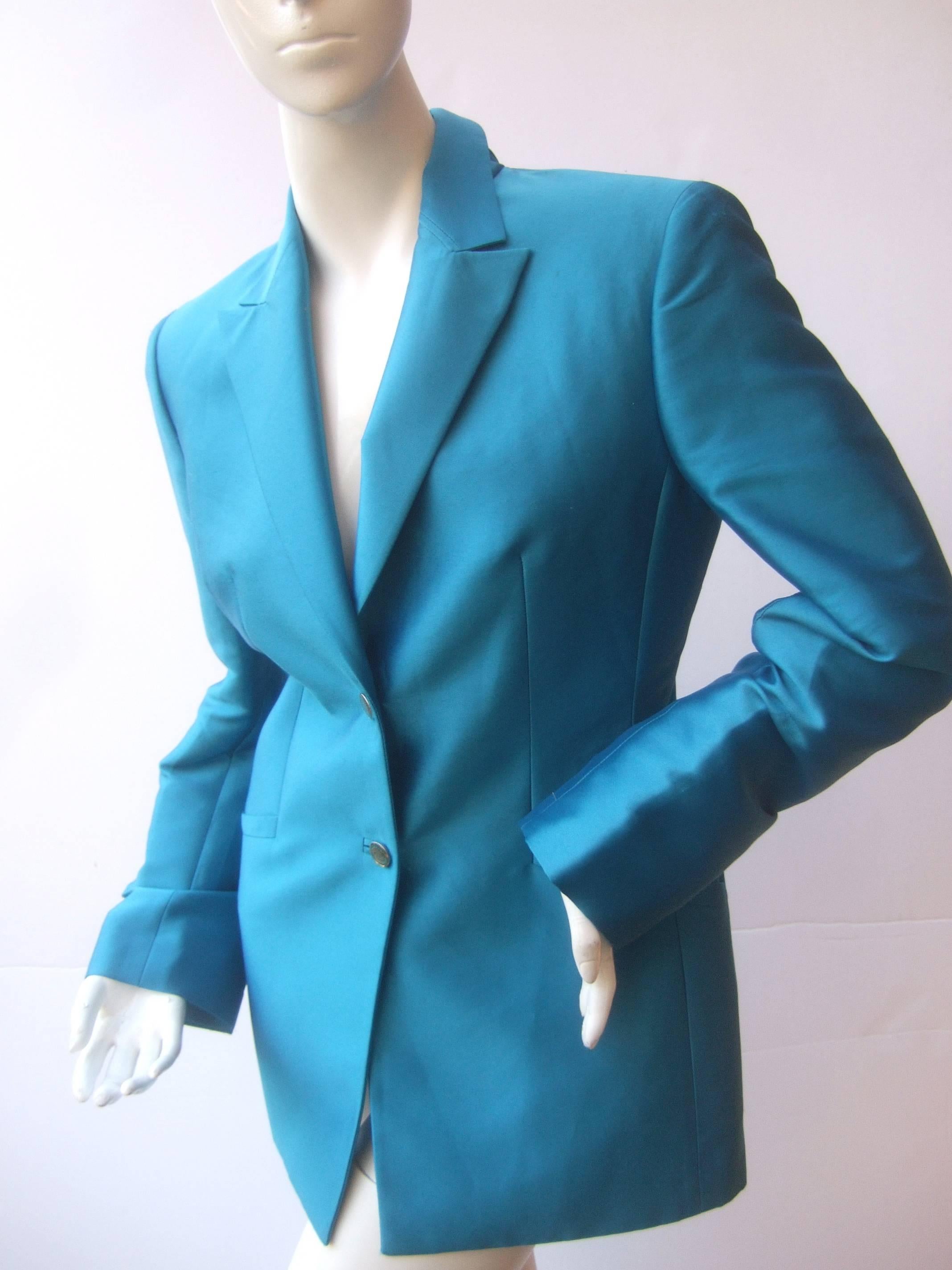 Versace Couture Turquoise Silk Shangtung Jacket In Excellent Condition In University City, MO