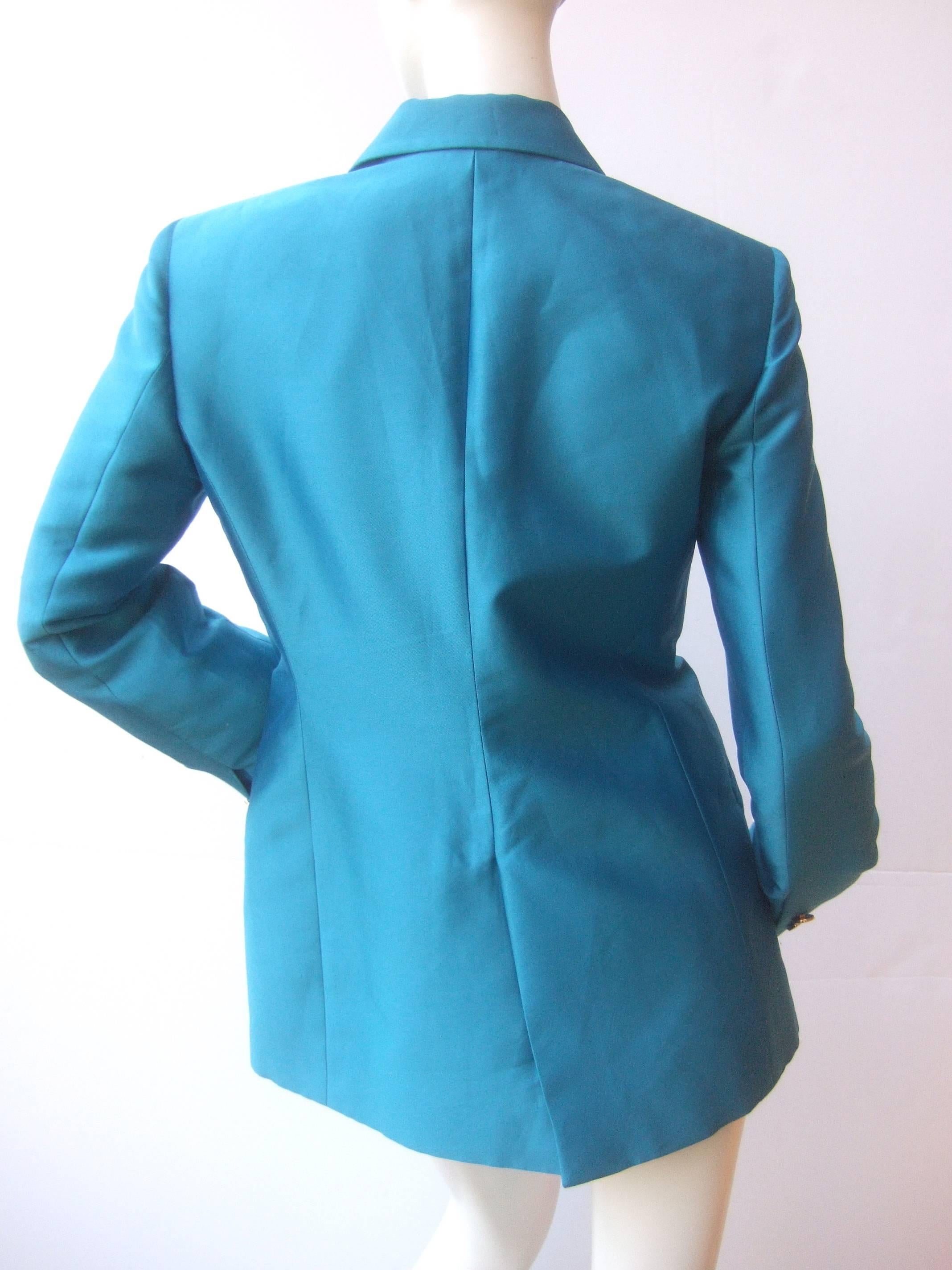 blue silk blazer