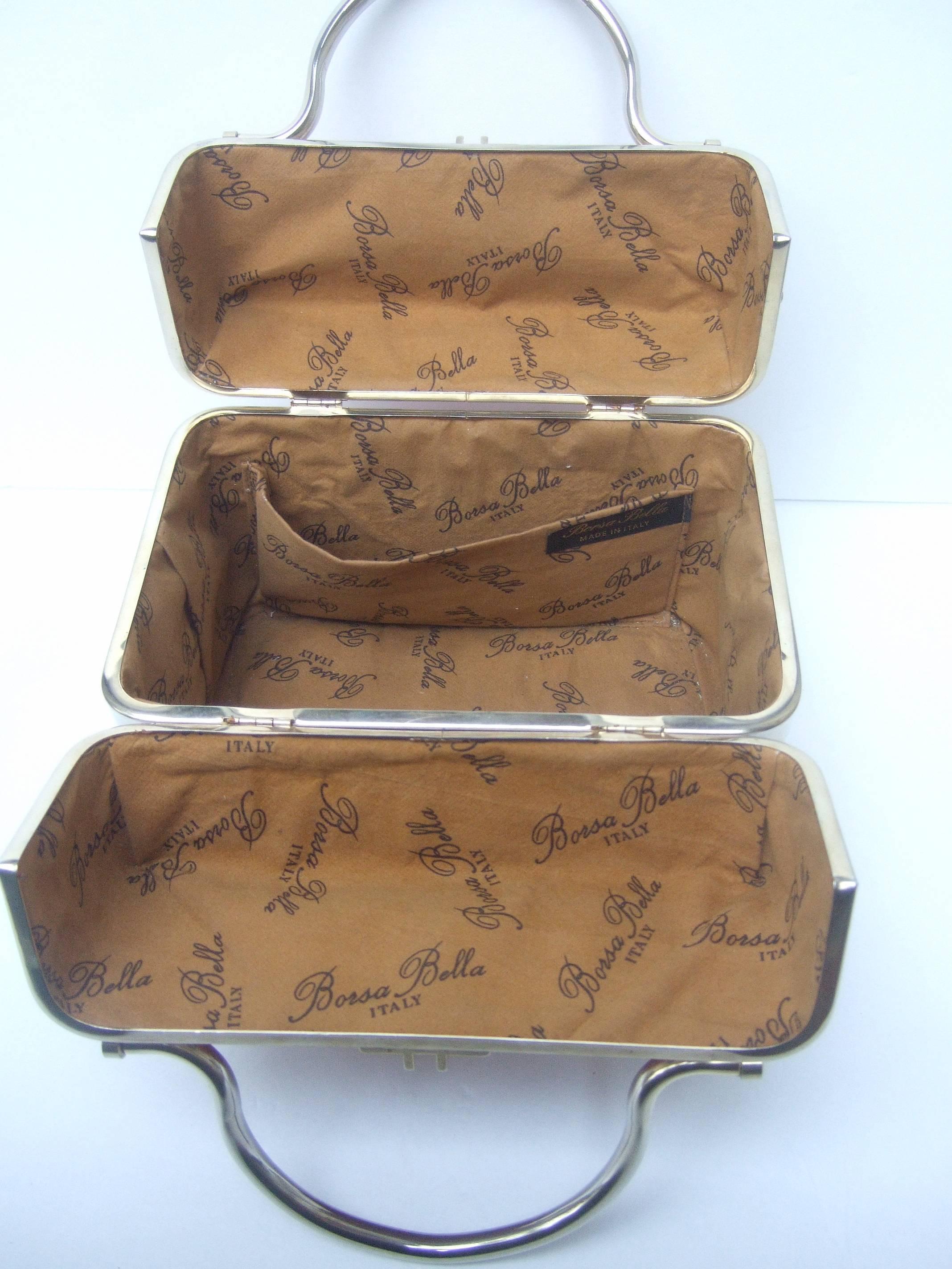 Women's Borsa Bella Italy Embossed Red Vinyl Box Bag ca 1980s