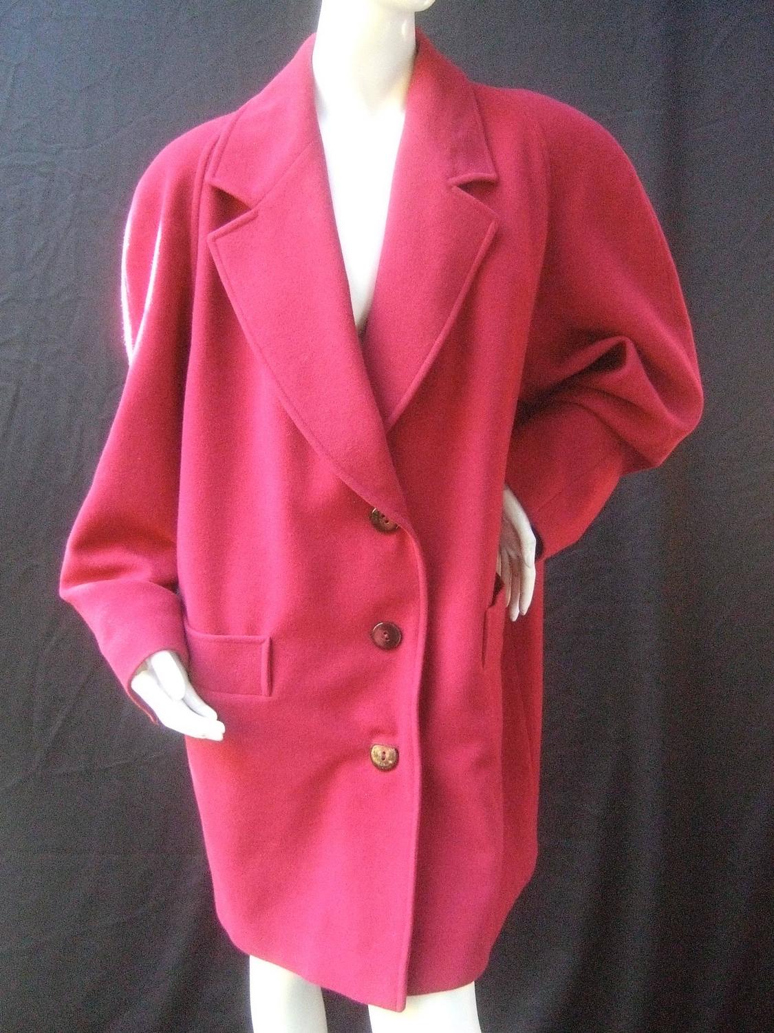 Missoni Donna Berry Color Wool 3/4 Length Coat Made in Italy For Sale ...
