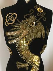 Red Carpet Worthy 1950's Couture Chinese Dragon Sheath Dress.