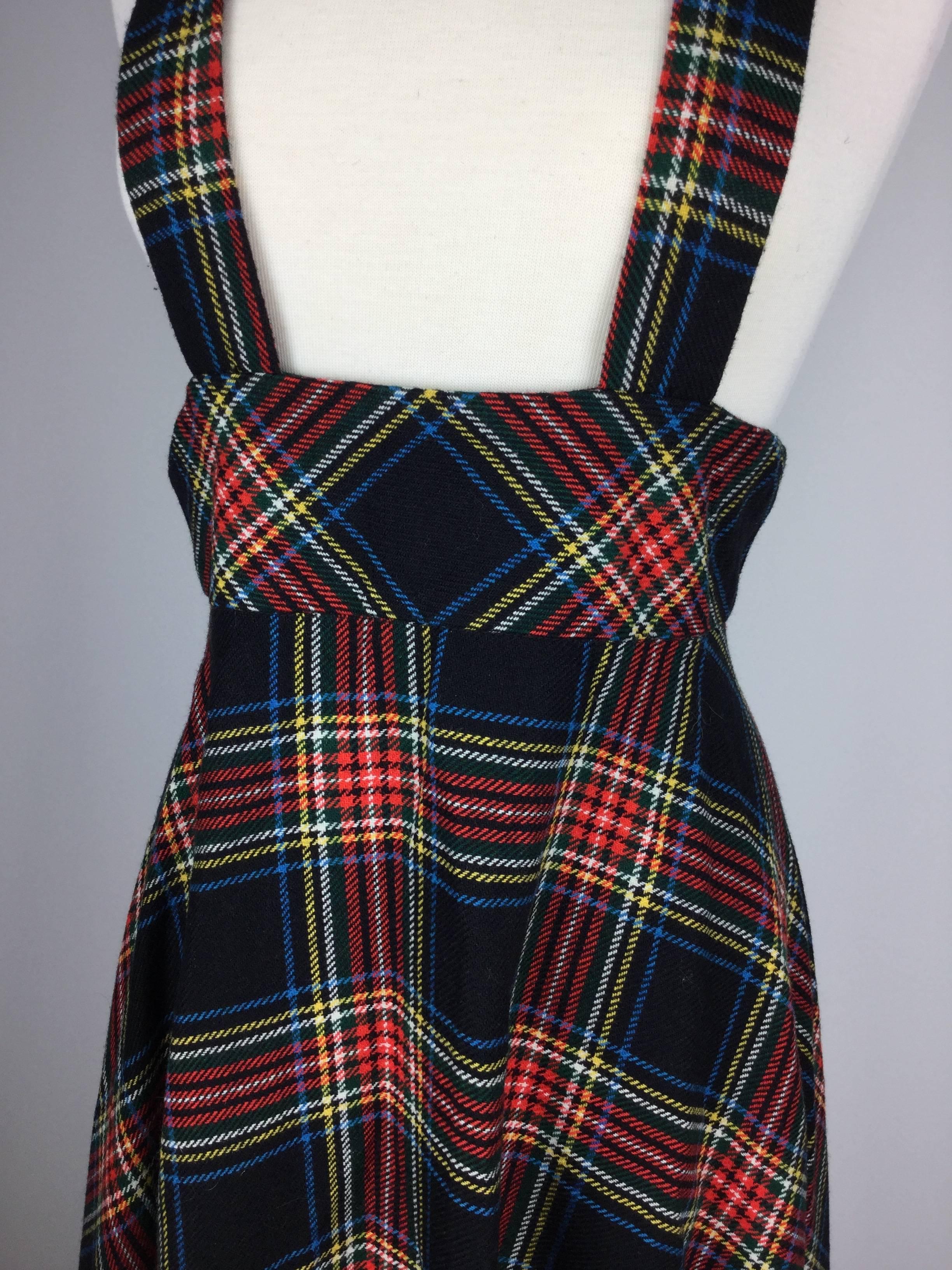 Black British Boutique 1960's Tartan Pinafore Maxi. Quad.