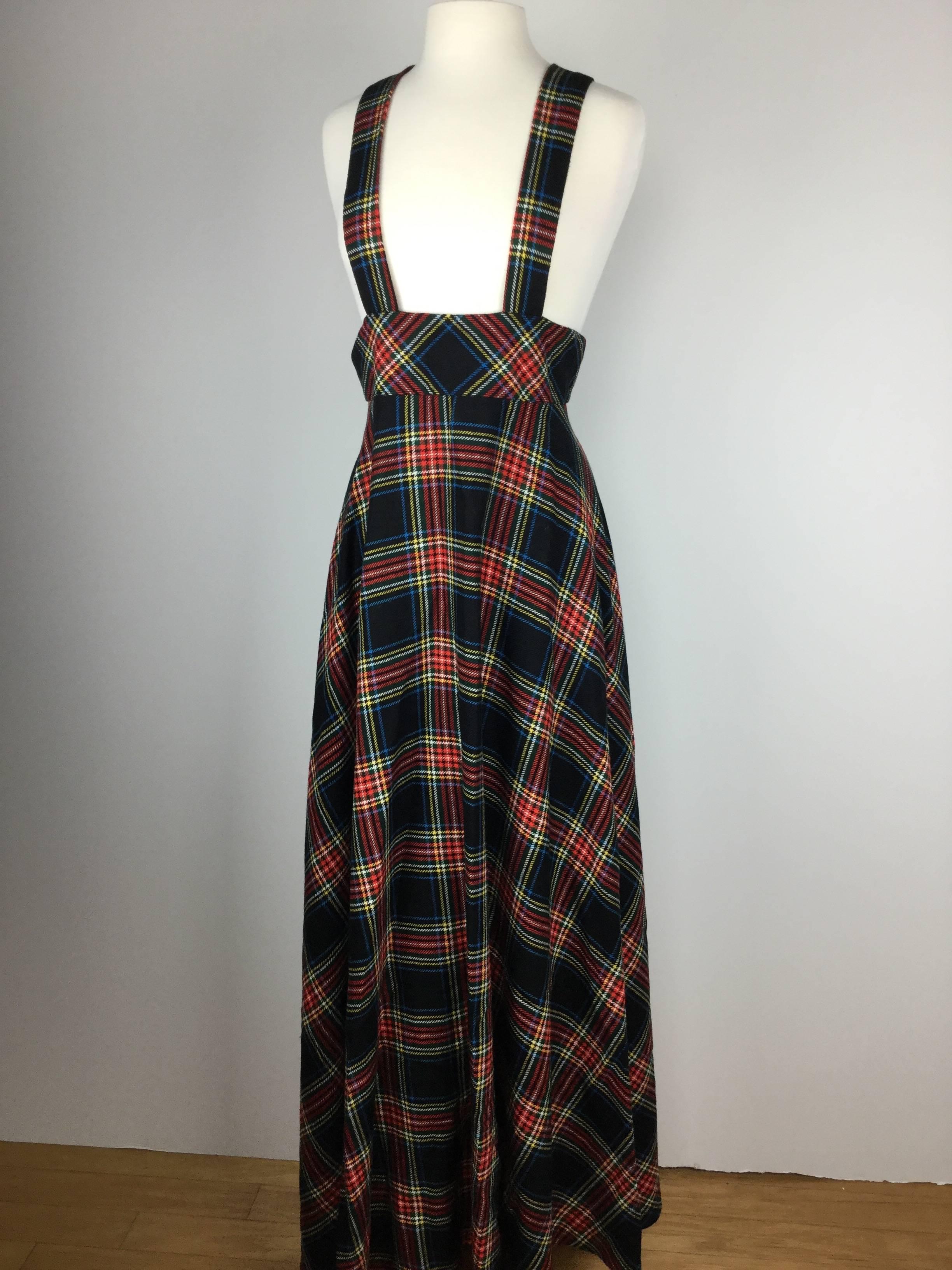 British Boutique 1960's Tartan Pinafore Maxi. Quad. 1